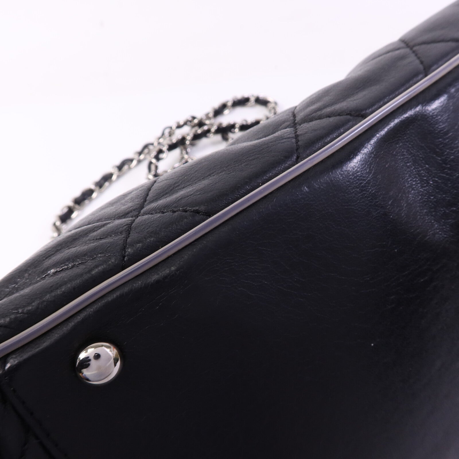 CHANEL 牛皮皮革Weat Accordion Flap銀扣鏈帶肩背袋