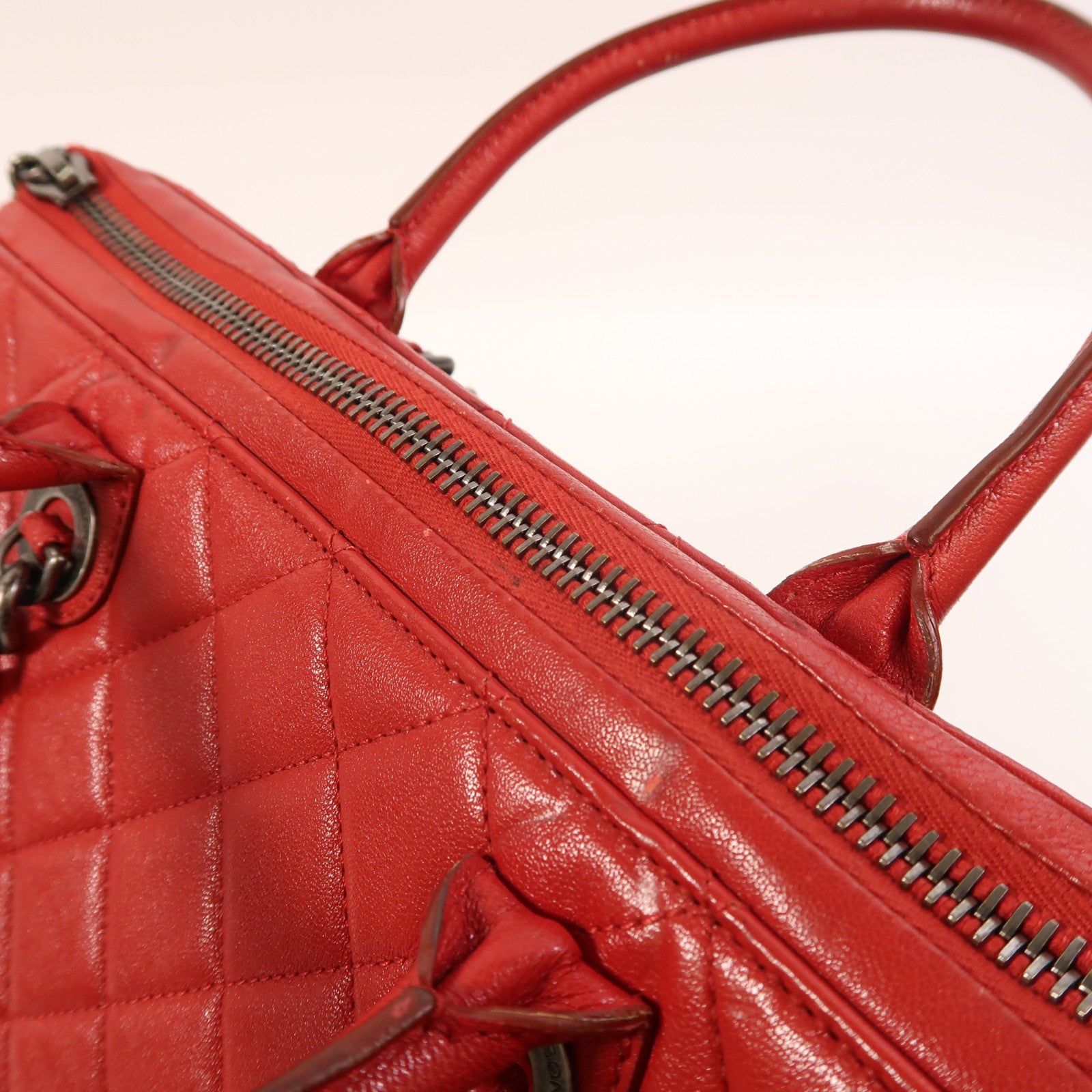 CHANEL 牛皮皮革2 Way Shoulder銀扣鏈帶手挽肩背兩用袋