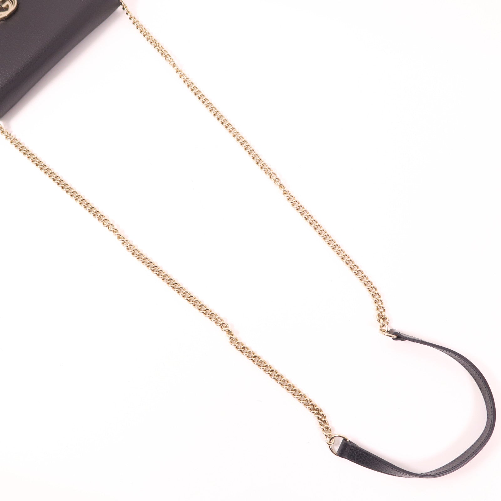 GUCCI GG GHW Chain Shoulder Bag 510314 Calfskin Leather Black