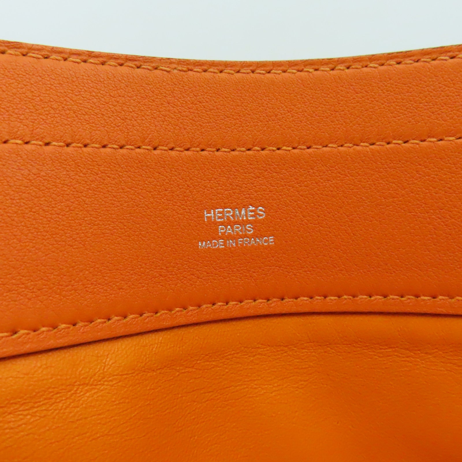 HERMES Veau Swift皮革Aline银扣肩背袋经典橘色