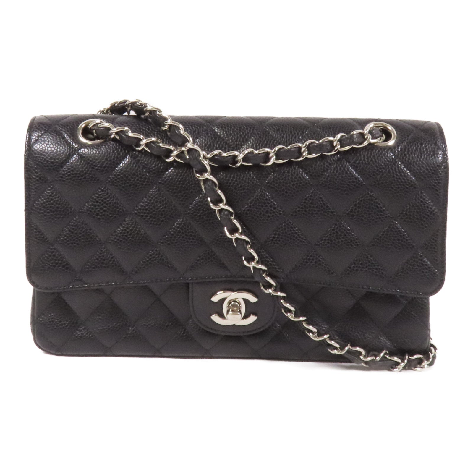 CHANEL 牛皮皮革Classic 25銀扣鏈帶肩背袋