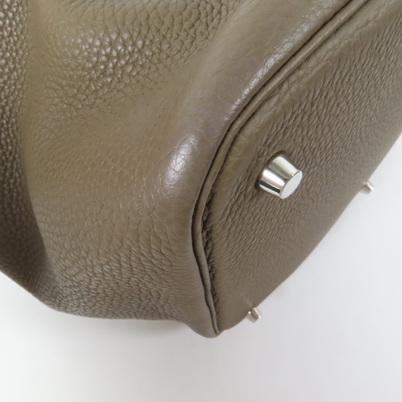 HERMES Clemence皮革Picotin MM銀扣扣手挽袋Etoupe