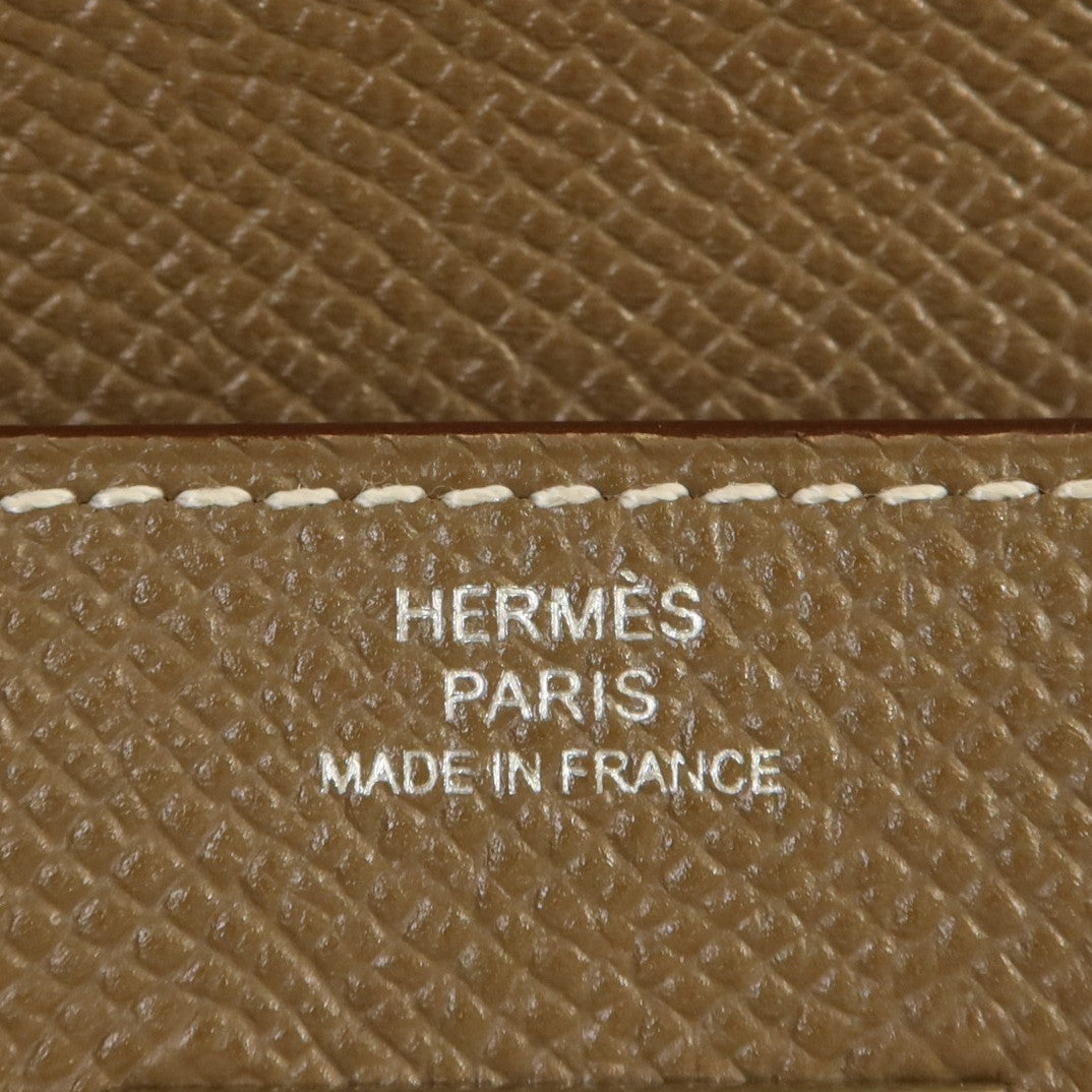 HERMES Epsom皮革Kelly Long Wallet銀扣長錢包Etoupe