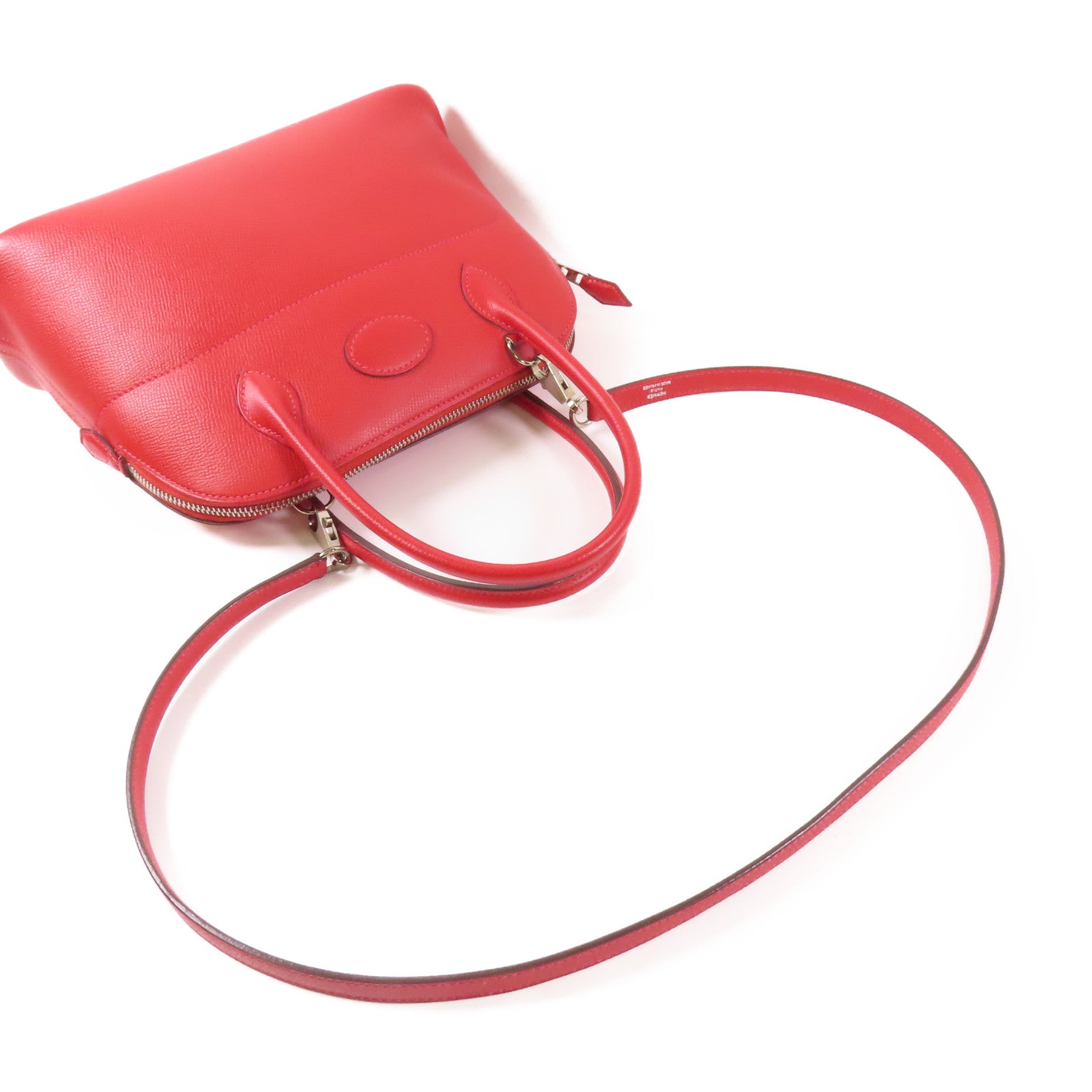 HERMES Epsom皮革Bolide 27銀扣手挽肩背兩用袋Q5 Rouge Casaque