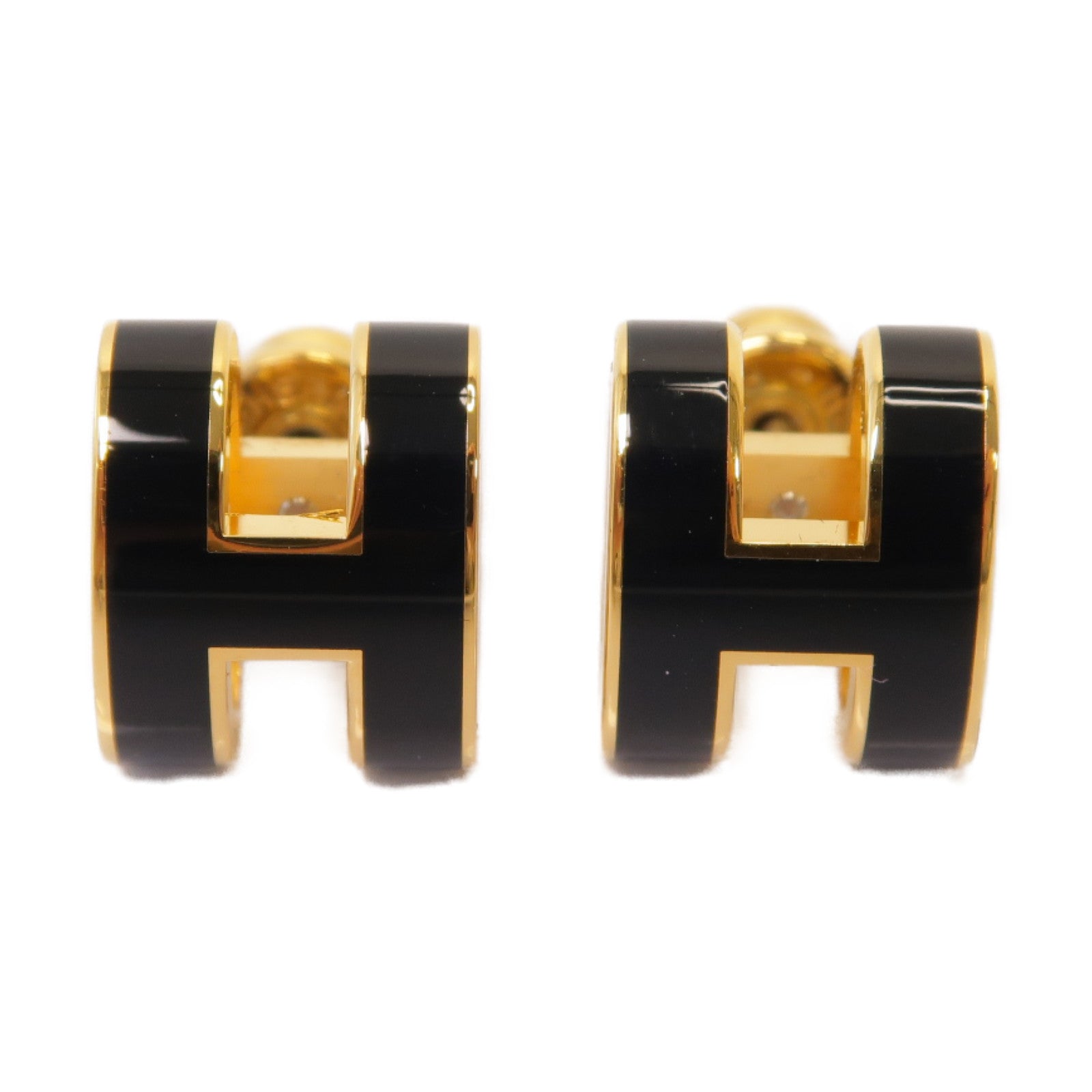 HERMES 金屬Pop H Earrings金扣耳環黑色