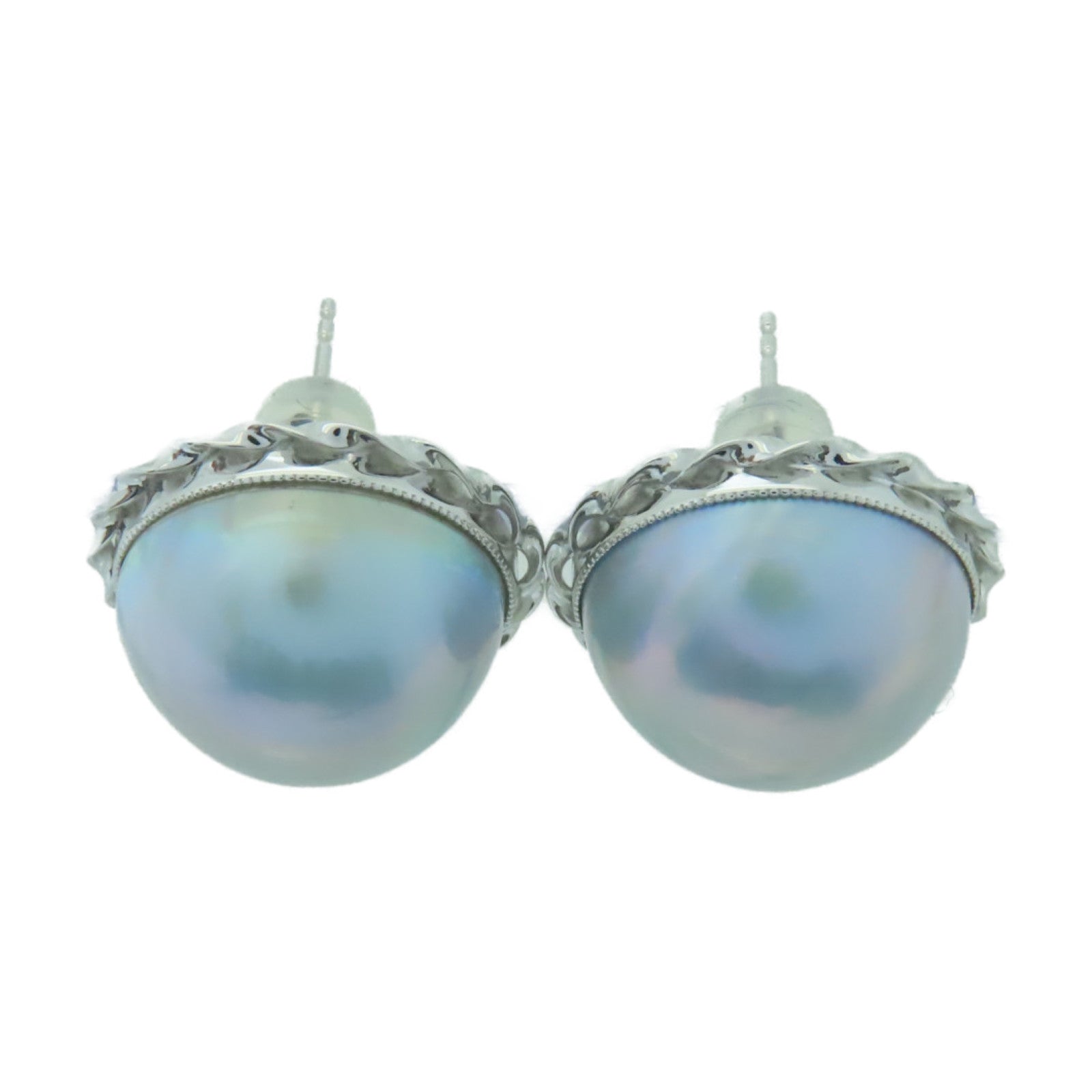 JEWELRY 【激減優惠】18K白金Pearl Earrings珍珠耳環淺藍色