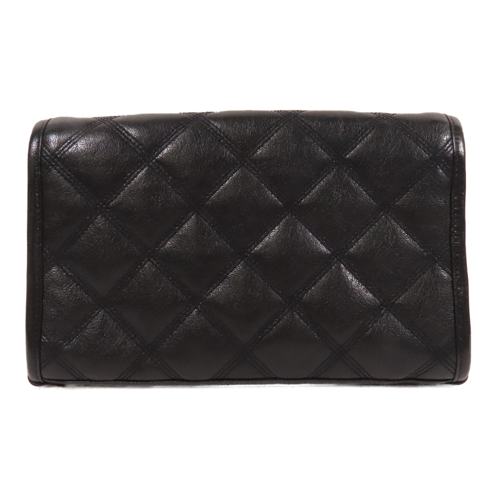 SAINT LAURENT 牛皮皮革Woc Chain Shoulder Bag金扣鏈帶肩背袋黑色