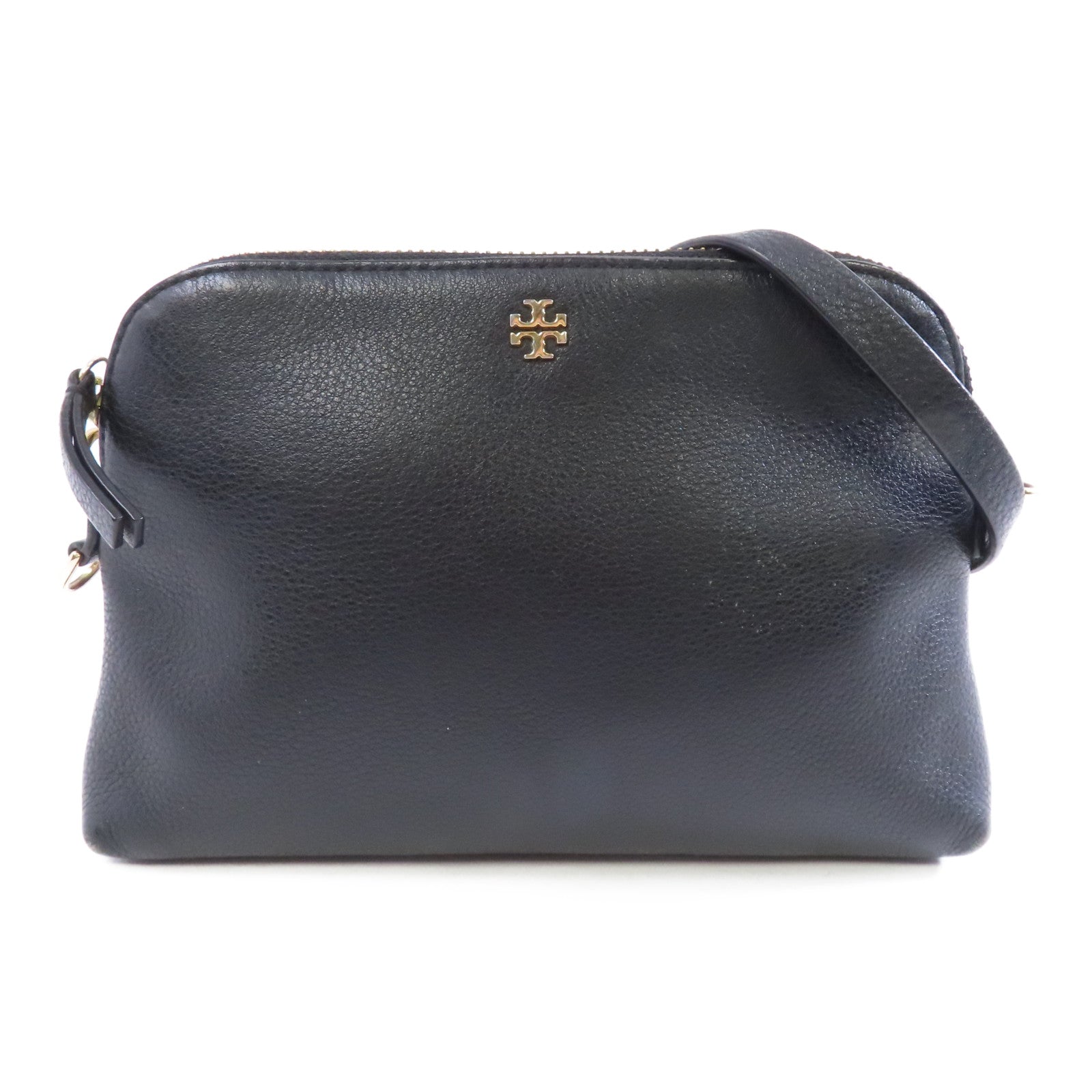 Tory Burch 【激減優惠】牛皮皮革Shoulder Bag金扣肩背袋黑色