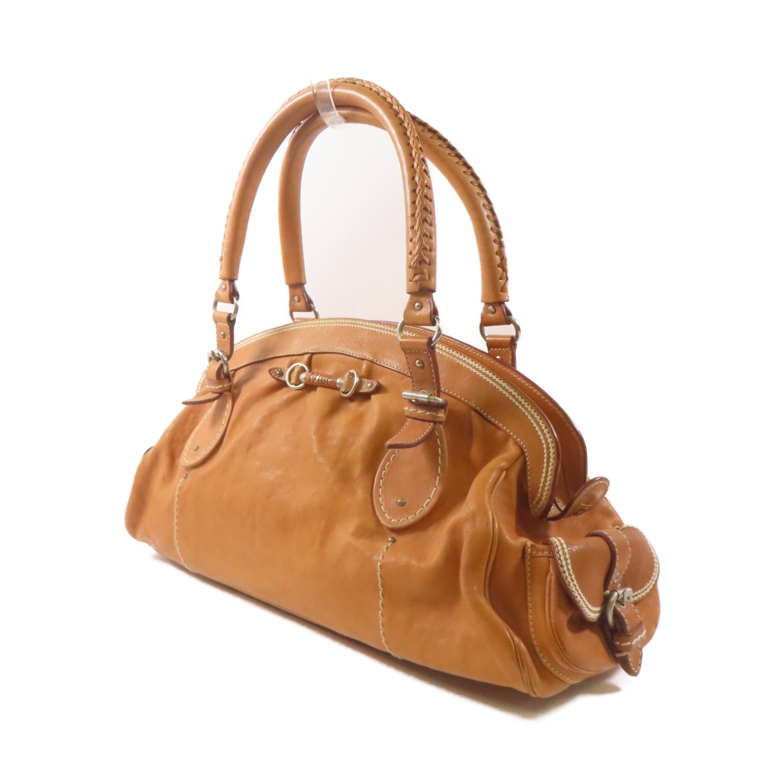 Dior 牛皮皮革Shoulder Bag銀扣肩背袋駱駝色