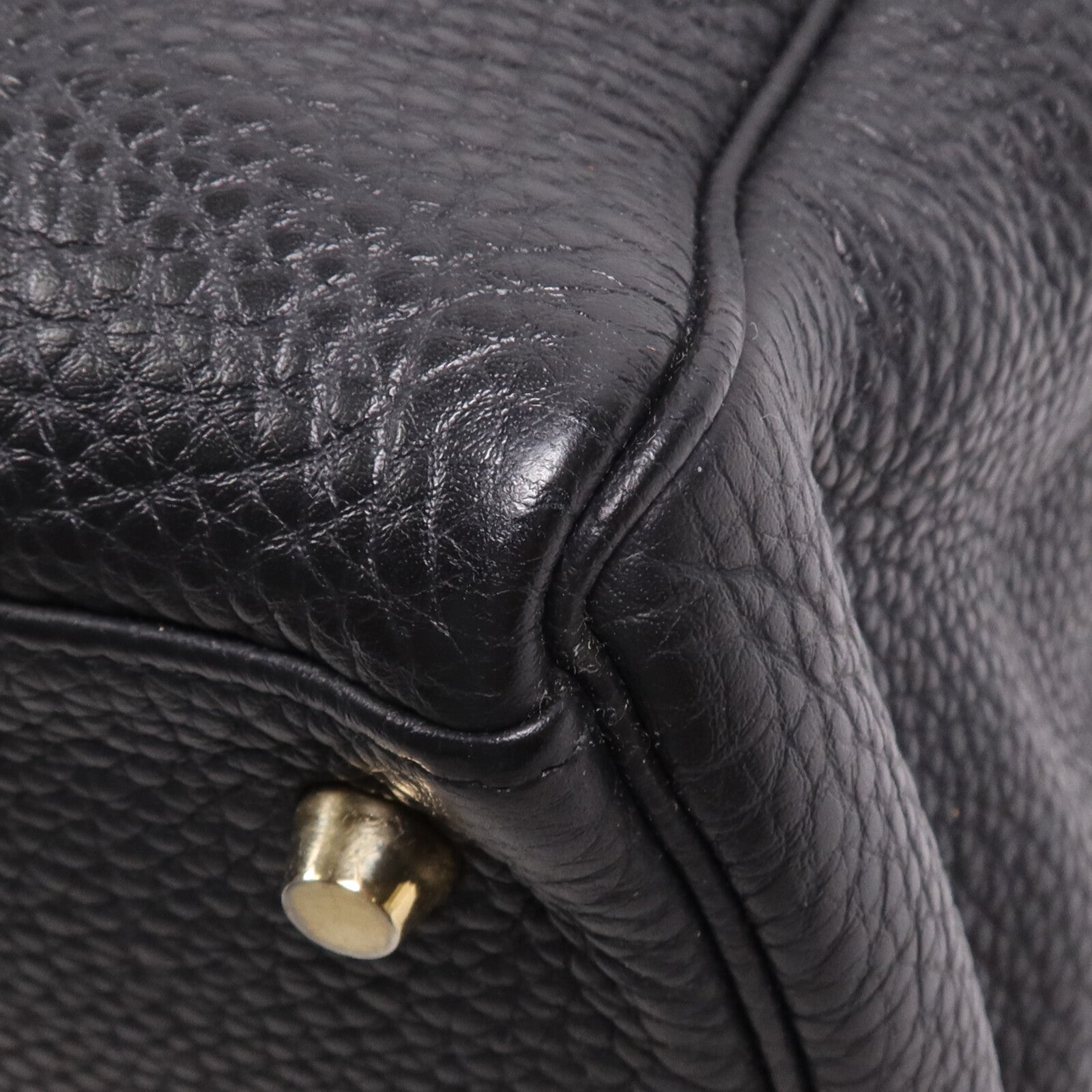 HERMES Togo皮革Kelly40金扣手挽肩背兩用袋Noir