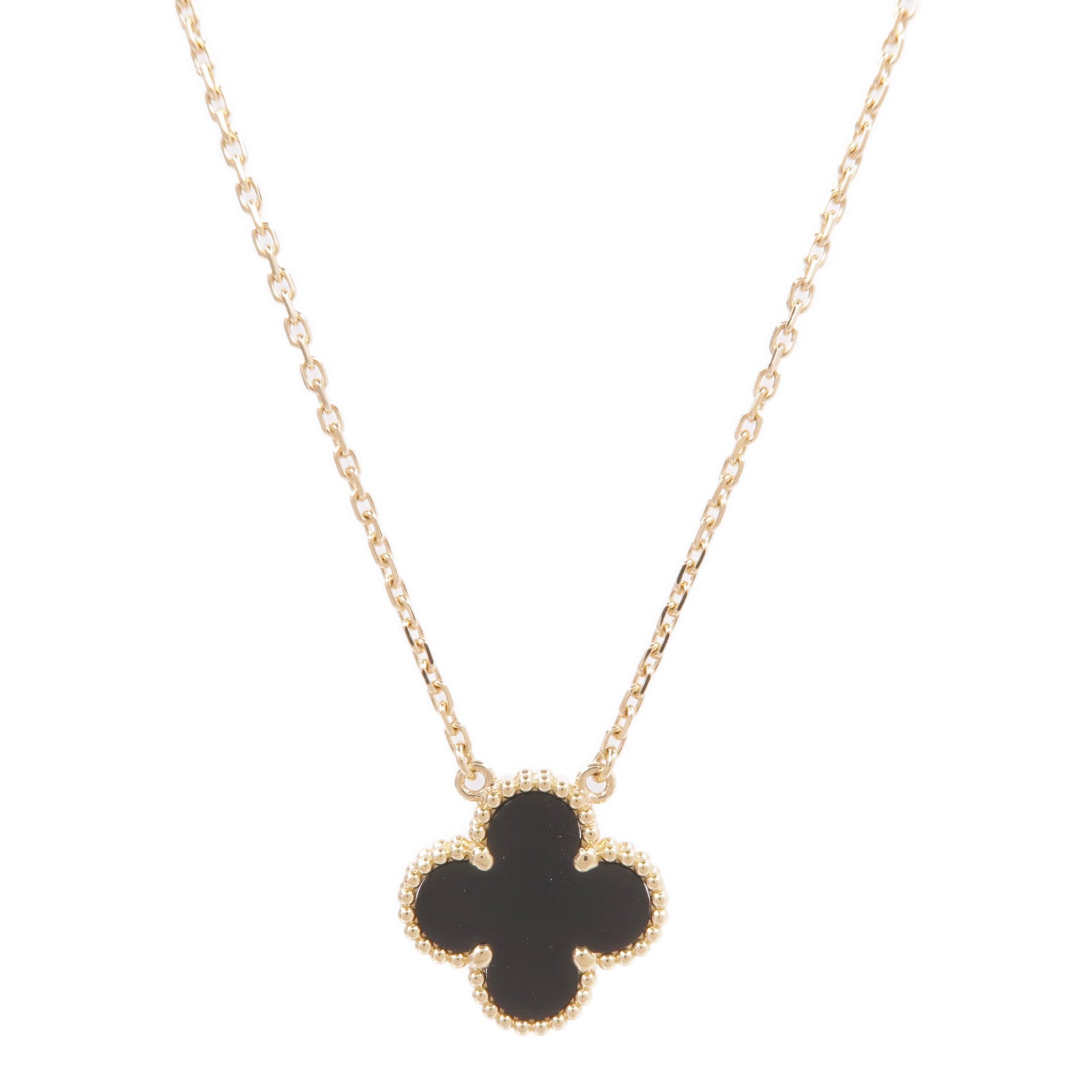 Van Cleef & Arpels 18K黃金Vintage Alhambra Onyx Necklace黑瑪瑙項鍊