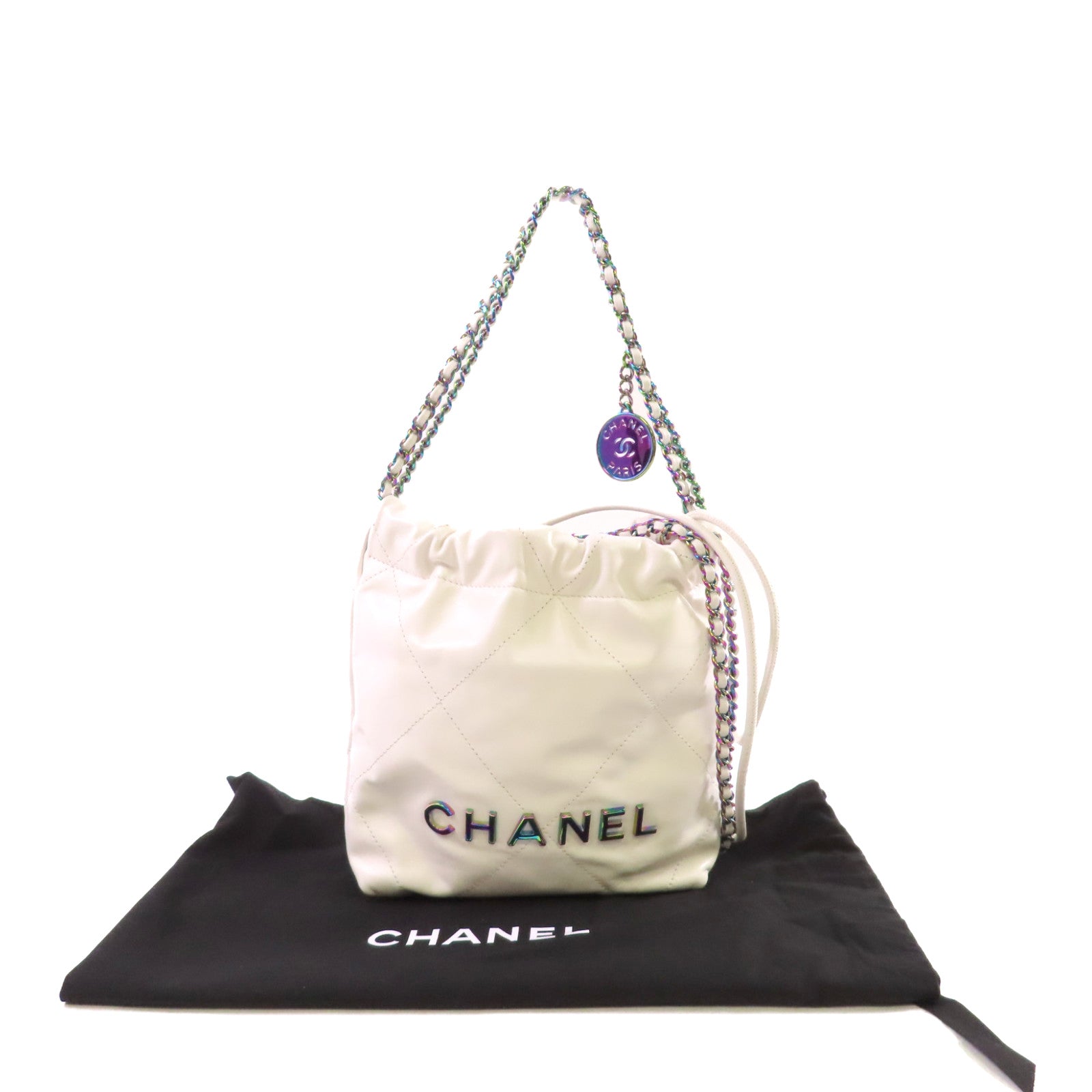 CHANEL 【激減優惠】菱格牛皮皮革Chanel 22 2Way Shoulder Bag鏈帶手挽肩背兩用袋白色