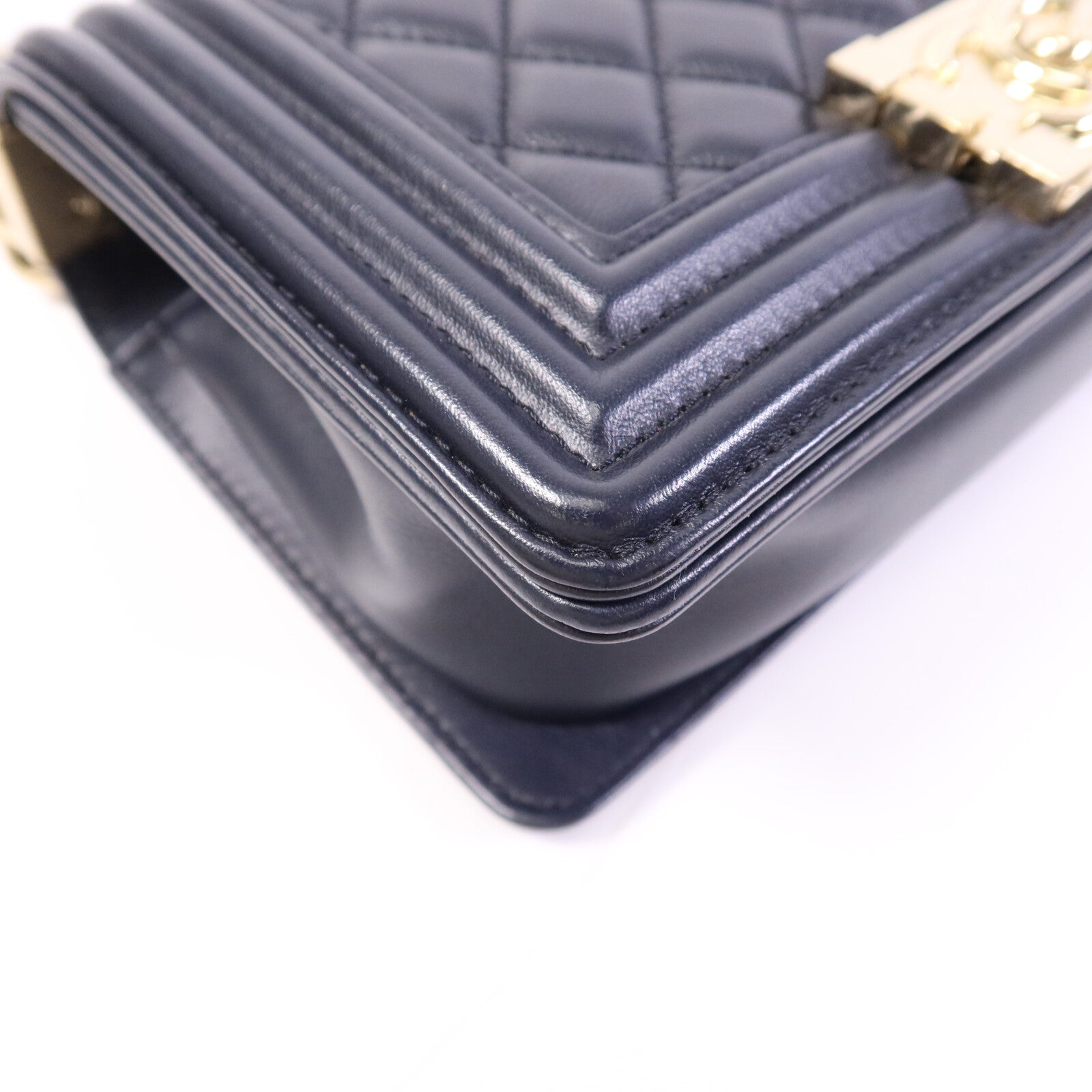 CHANEL 羊皮皮革Boy 20金扣鏈帶肩背袋