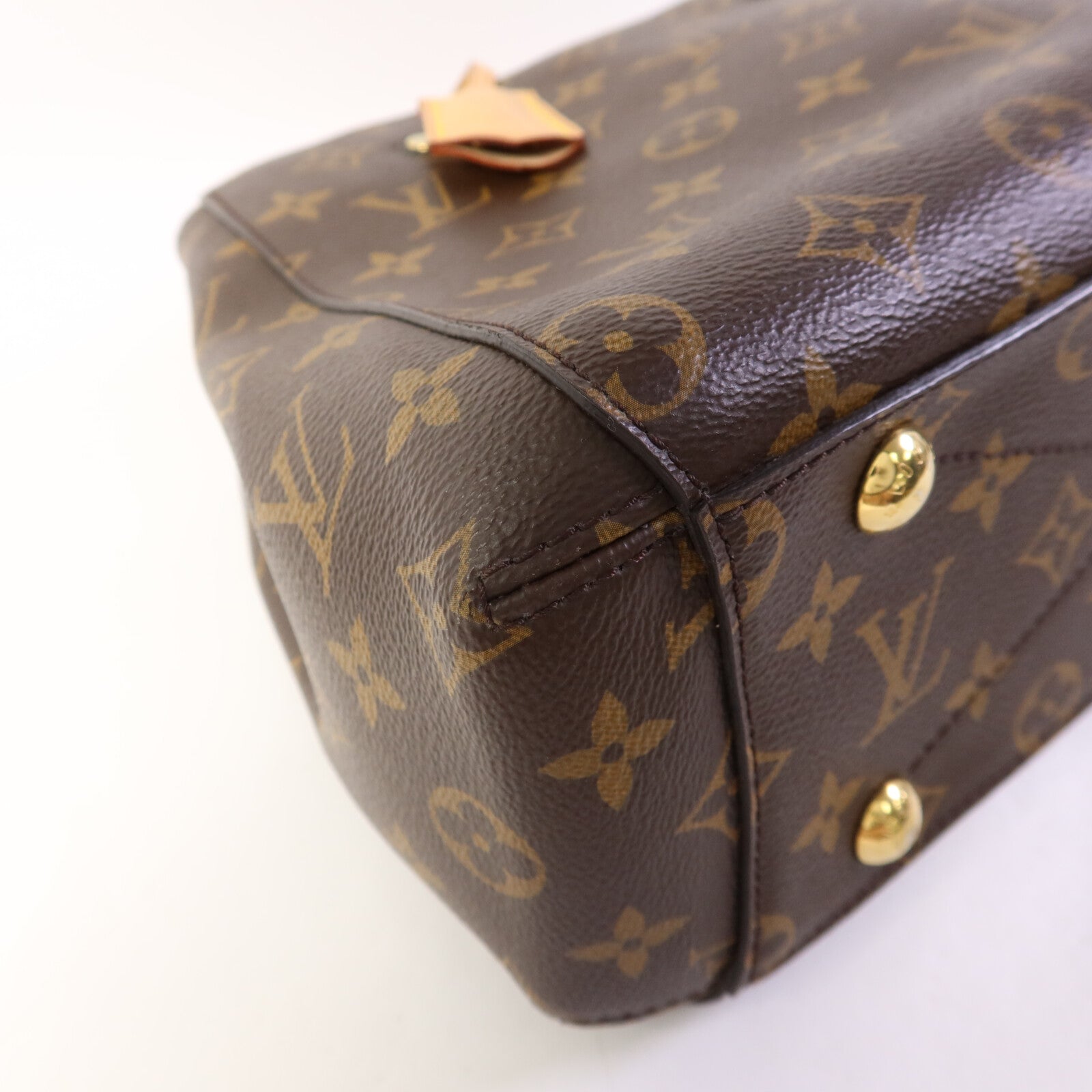 LOUIS VUITTON Monogram Montaigne BB金扣手挽肩背兩用袋棕色