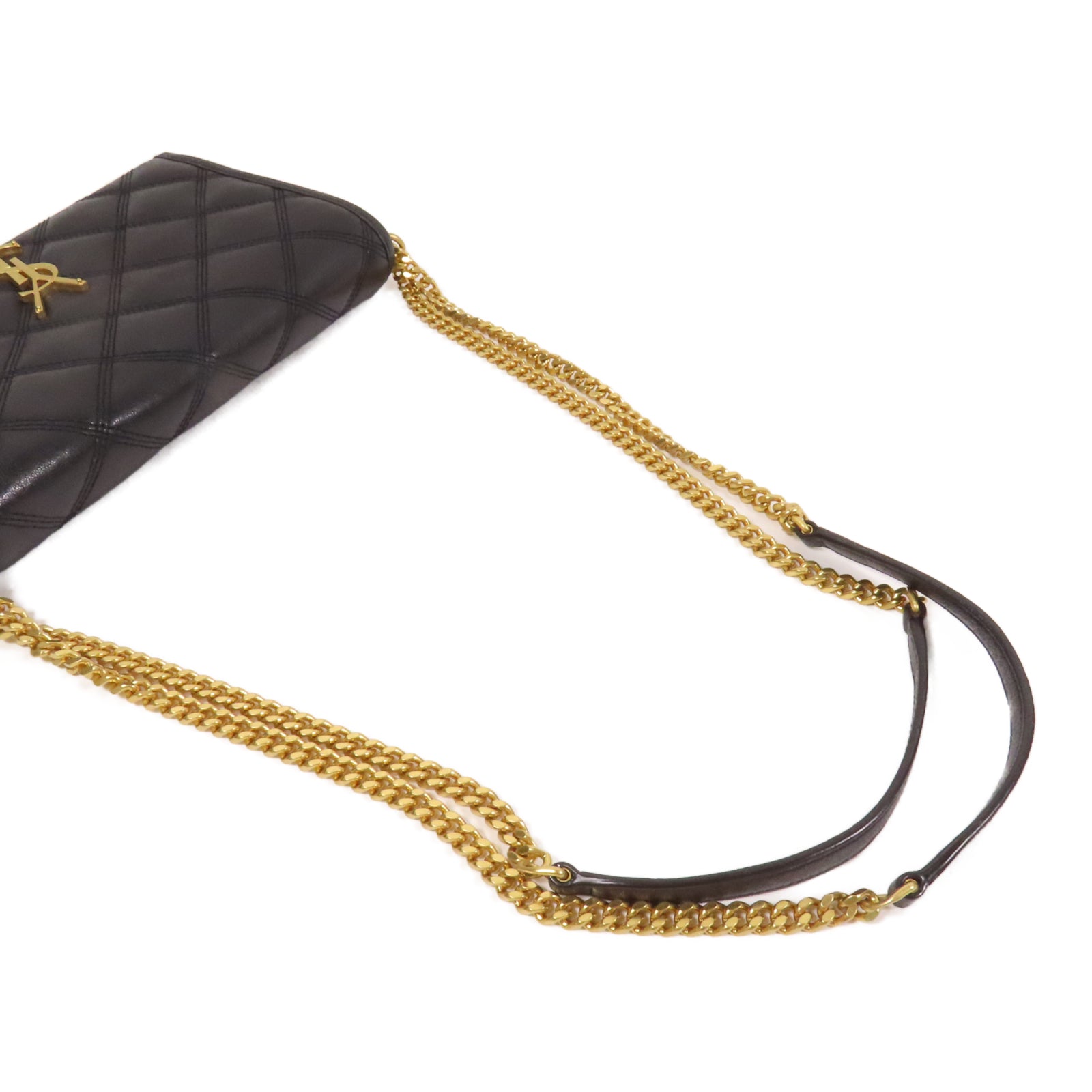 SAINT LAURENT 牛皮皮革Woc Chain Shoulder Bag金扣鏈帶肩背袋黑色