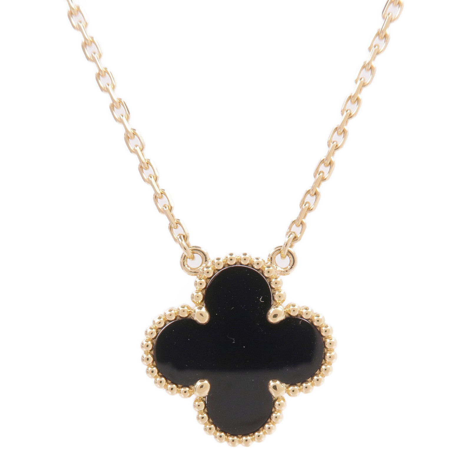 Van Cleef & Arpels 18K黃金Vintage Alhambra Onyx Necklace黑瑪瑙項鍊