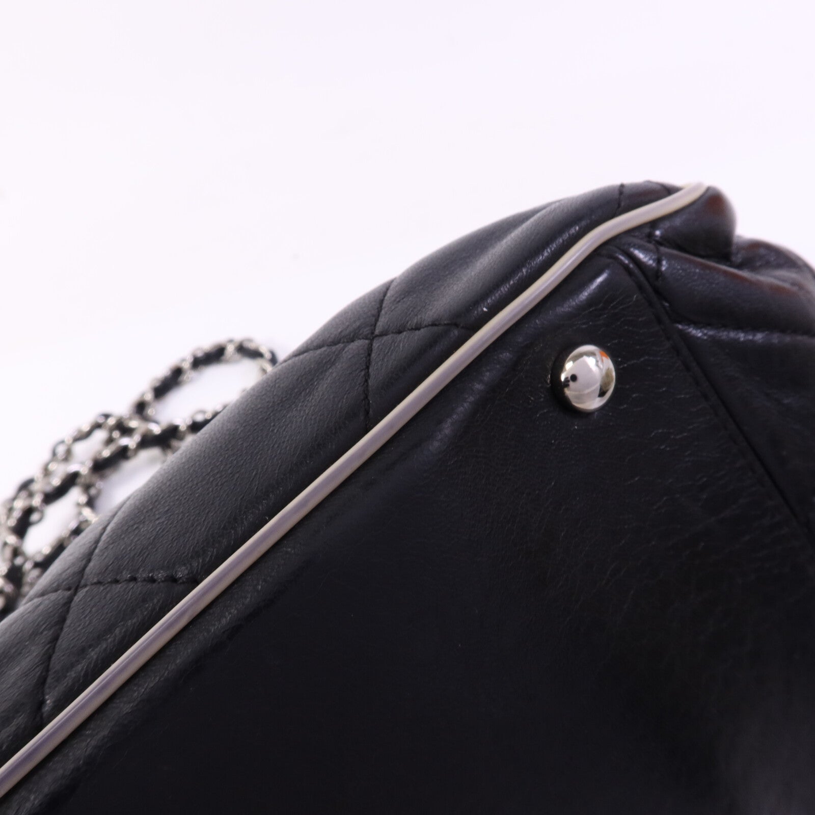 CHANEL 牛皮皮革Weat Accordion Flap銀扣鏈帶肩背袋