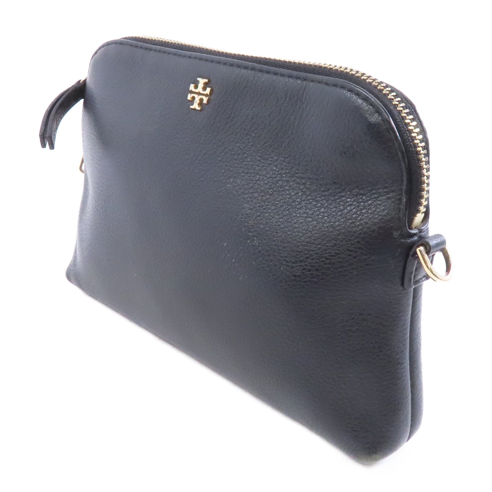Tory Burch 【激減優惠】牛皮皮革Shoulder Bag金扣肩背袋黑色