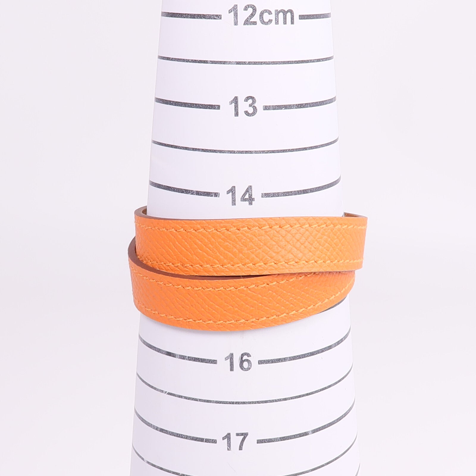 HERMES Epsom皮革Kelly Double Tour Bracelet銀扣手帶Orange H