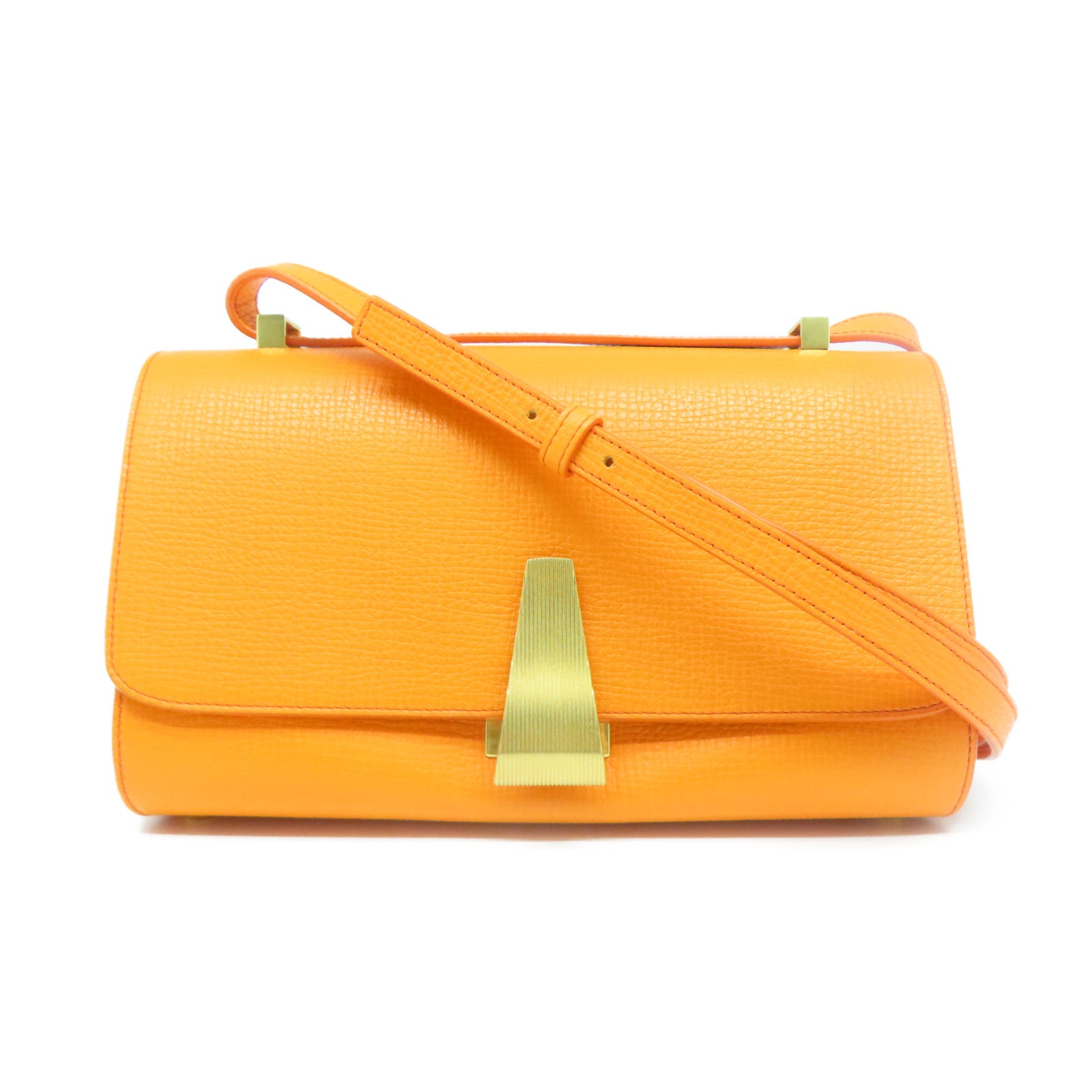 BOTTEGA VENETA 【清倉大減價】牛皮皮革Shoulder Bag金扣肩背袋橙色