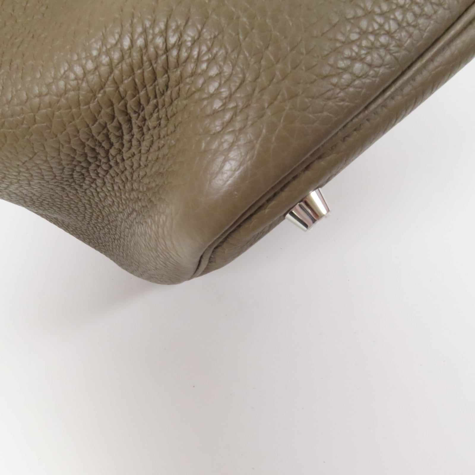 HERMES Clemence皮革Picotin MM銀扣扣手挽袋Etoupe