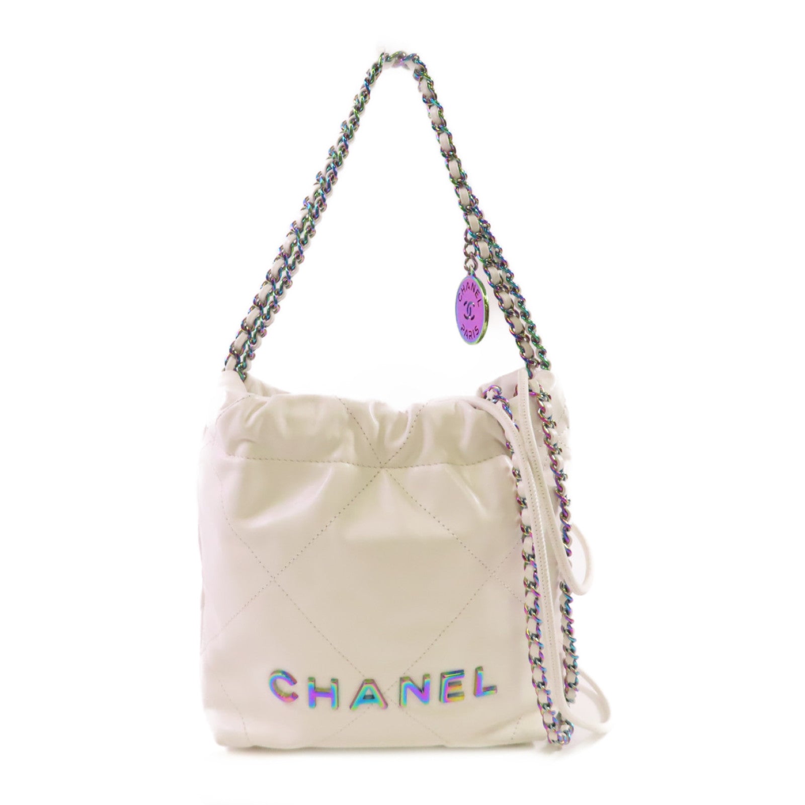 CHANEL 【激減優惠】菱格牛皮皮革Chanel 22 2Way Shoulder Bag鏈帶手挽肩背兩用袋白色