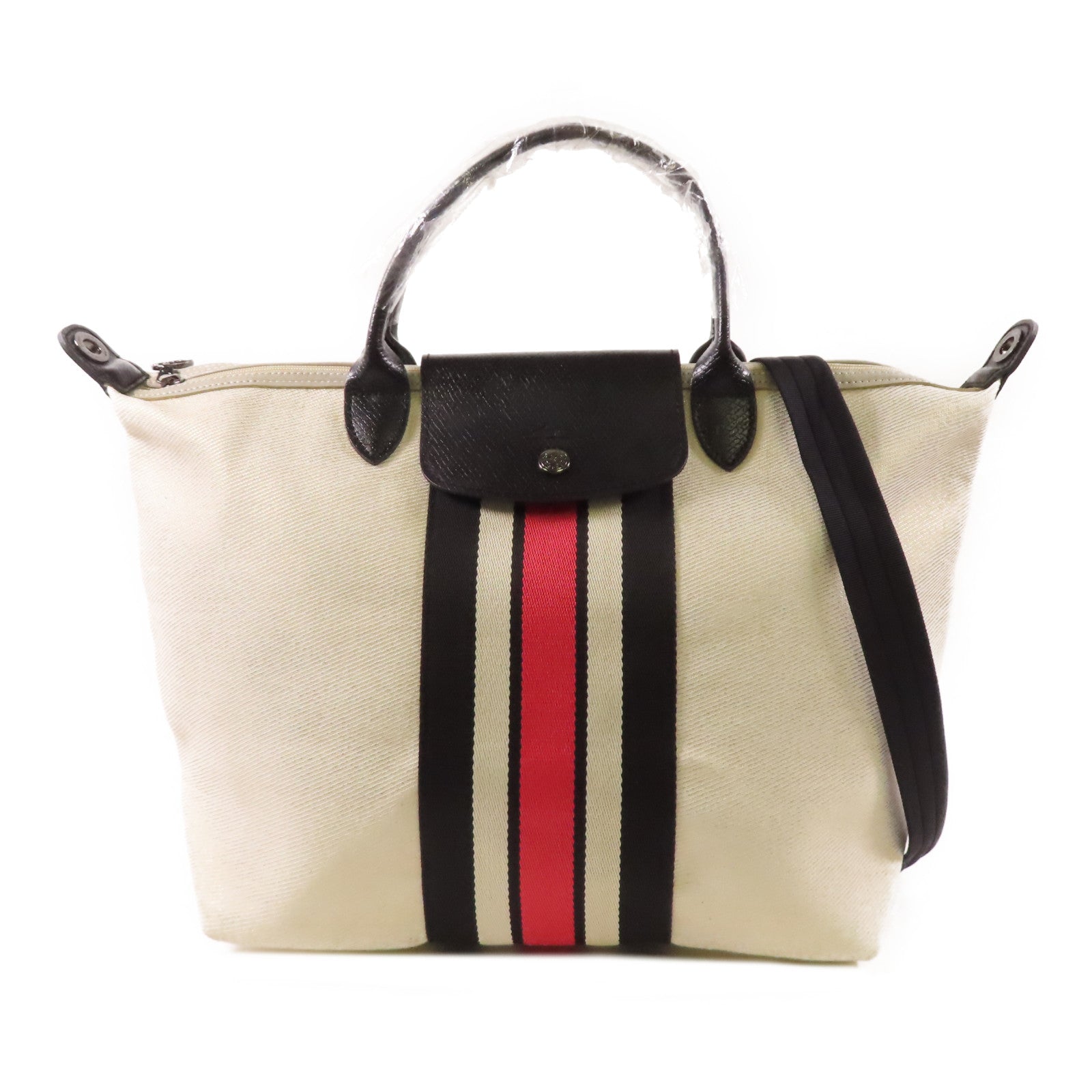 Longchamp 帆布/皮革Tote Bag手挽肩背兩用袋
