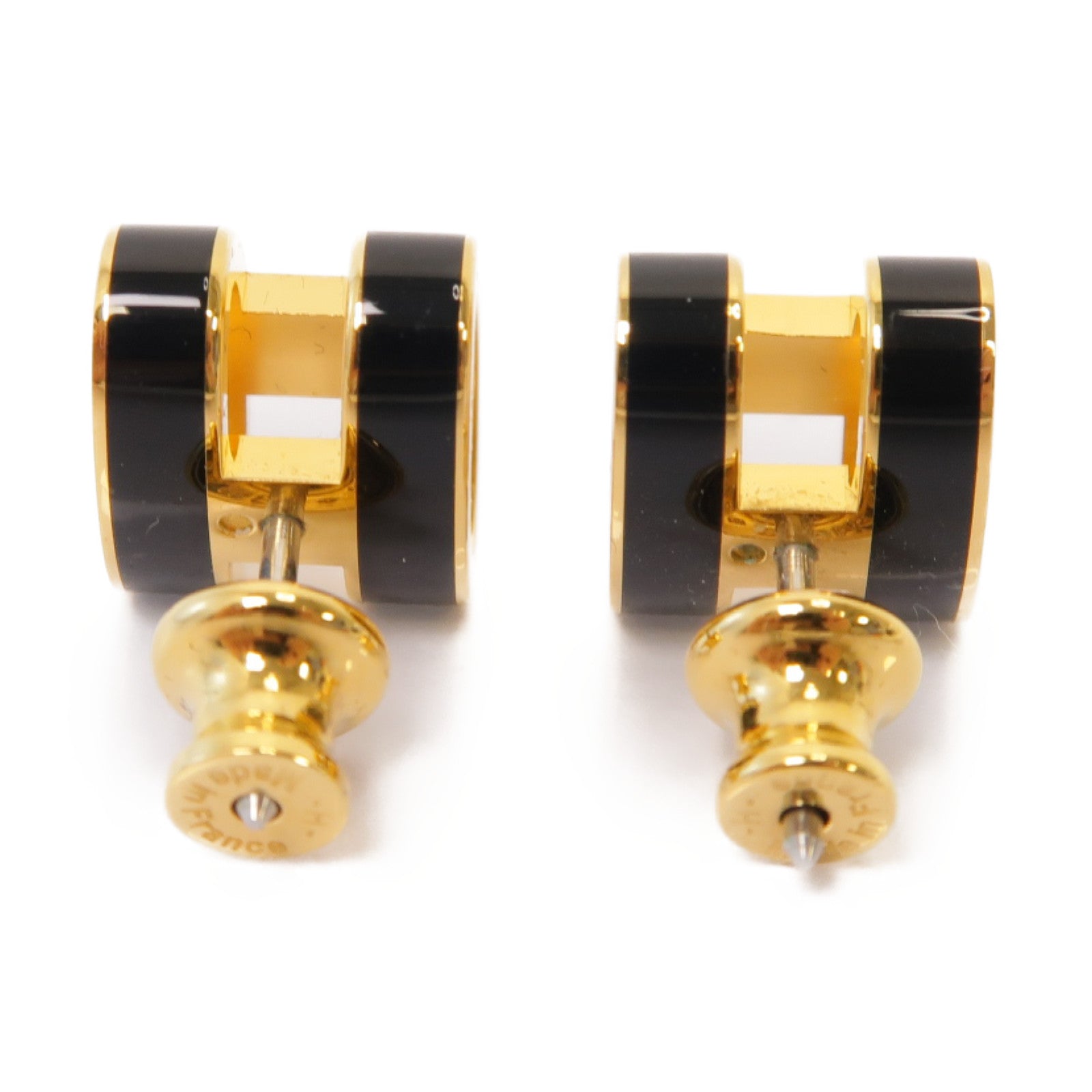 HERMES 金屬Pop H Earrings金扣耳環黑色