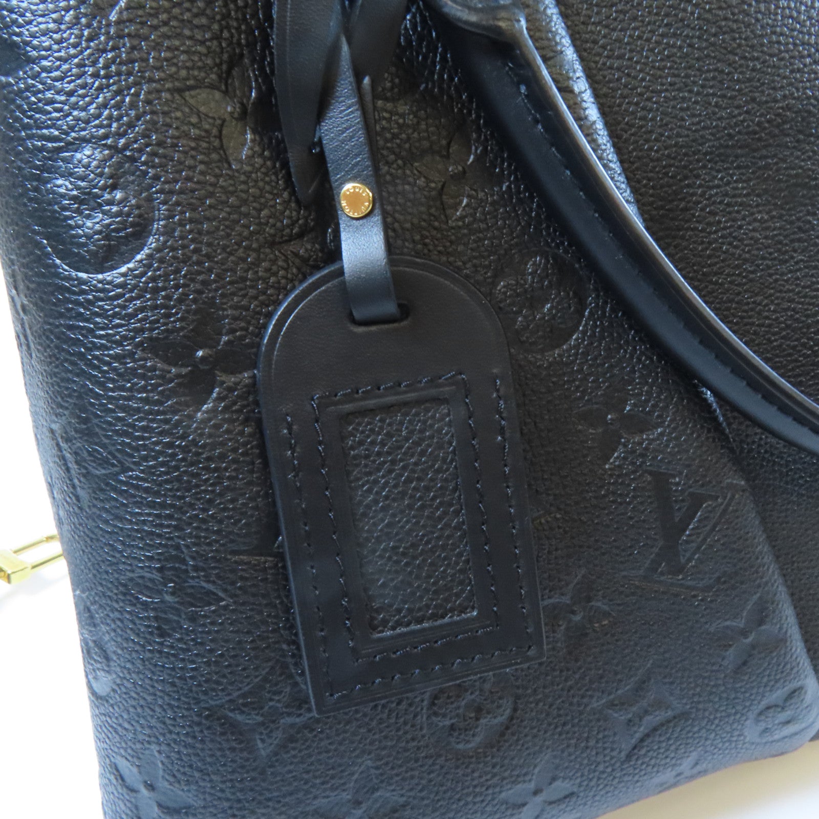 LOUIS VUITTON Monogram Empreinte V Tote MM金扣手挽肩背兩用袋黑色