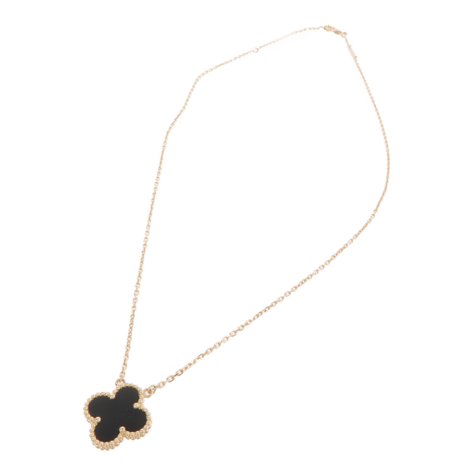 Van Cleef & Arpels 18K黃金Vintage Alhambra Onyx Necklace黑瑪瑙項鍊