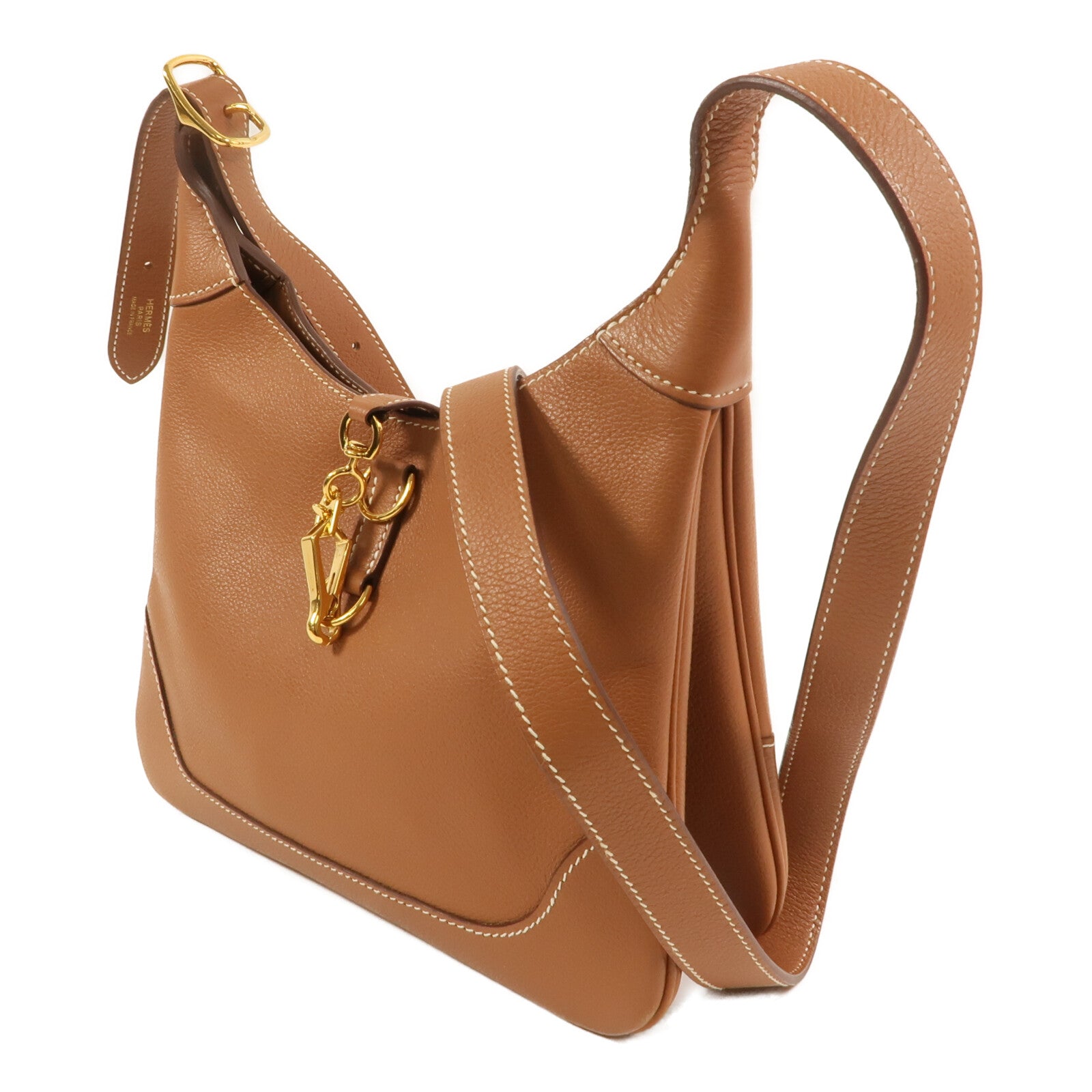HERMES Evercolor皮革Trim Duo 24金扣肩背袋Gold