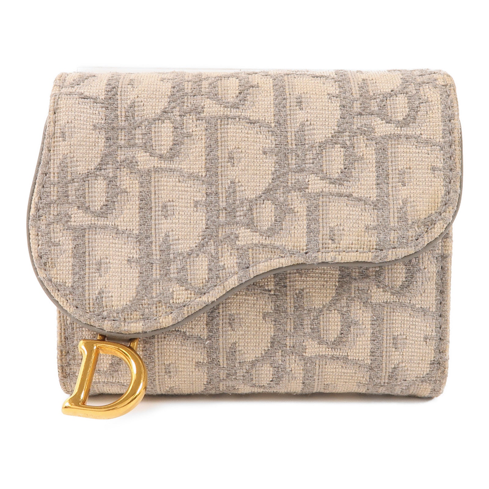 Dior 帆布Saddle Nymphea金扣錢包