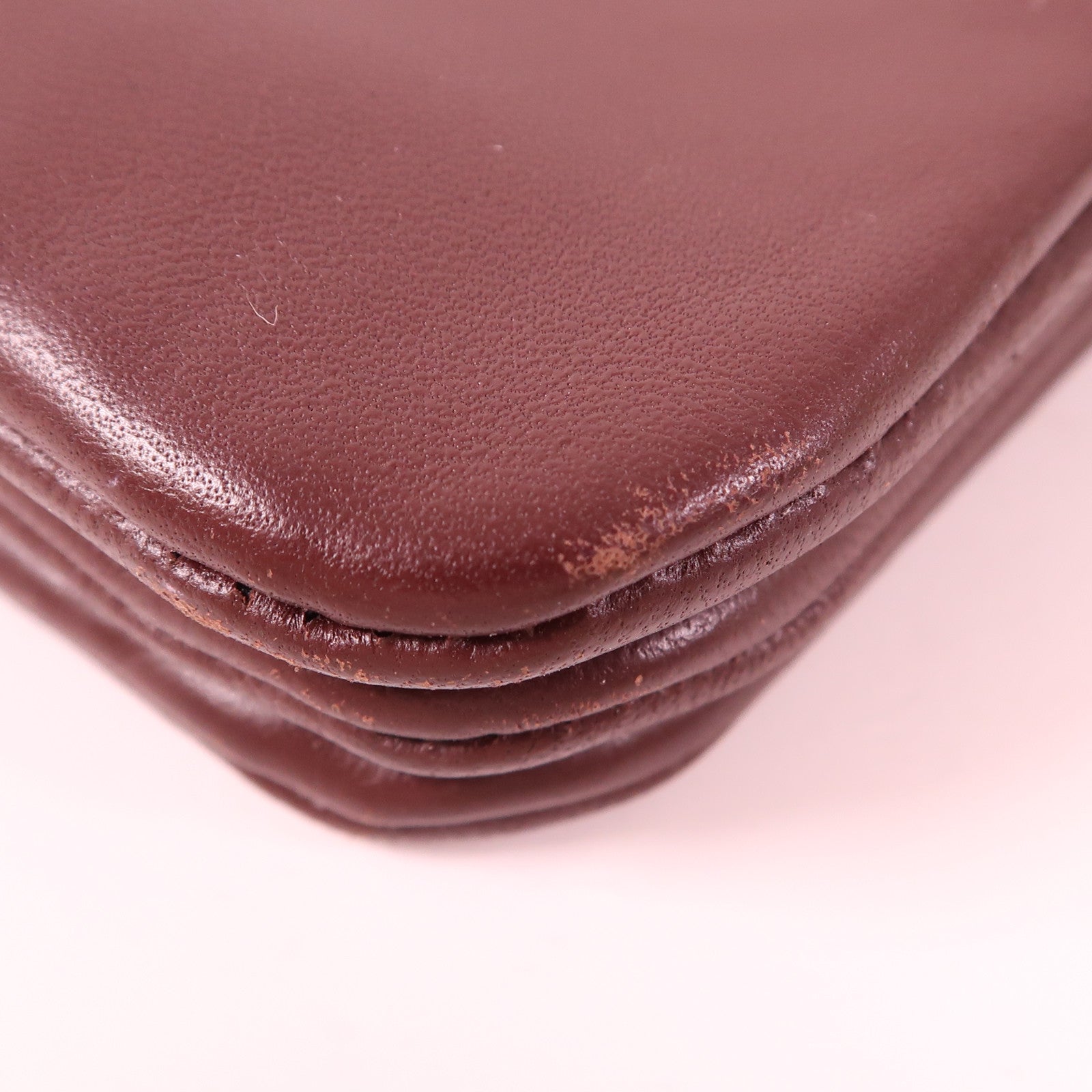 CELINE GHW Trio Shoulder Bag Lambskin Leather Red