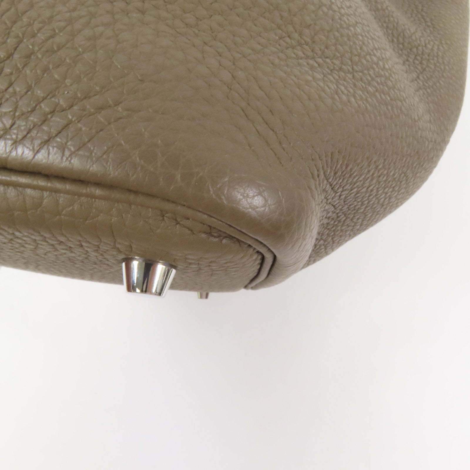 HERMES Clemence皮革Picotin MM銀扣扣手挽袋Etoupe