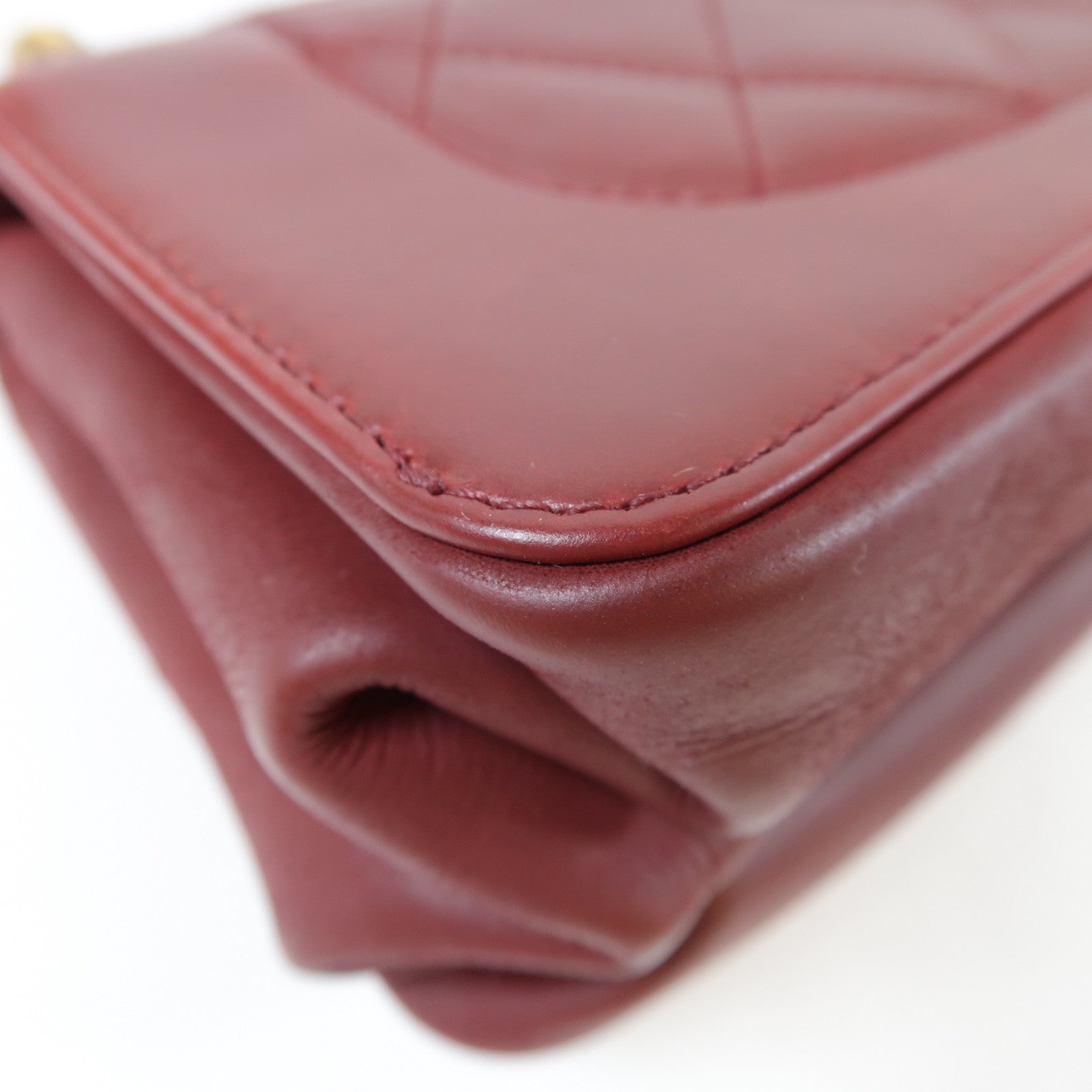 CHANEL 菱格牛皮皮革Flap Bag金扣鏈帶肩背袋紅色
