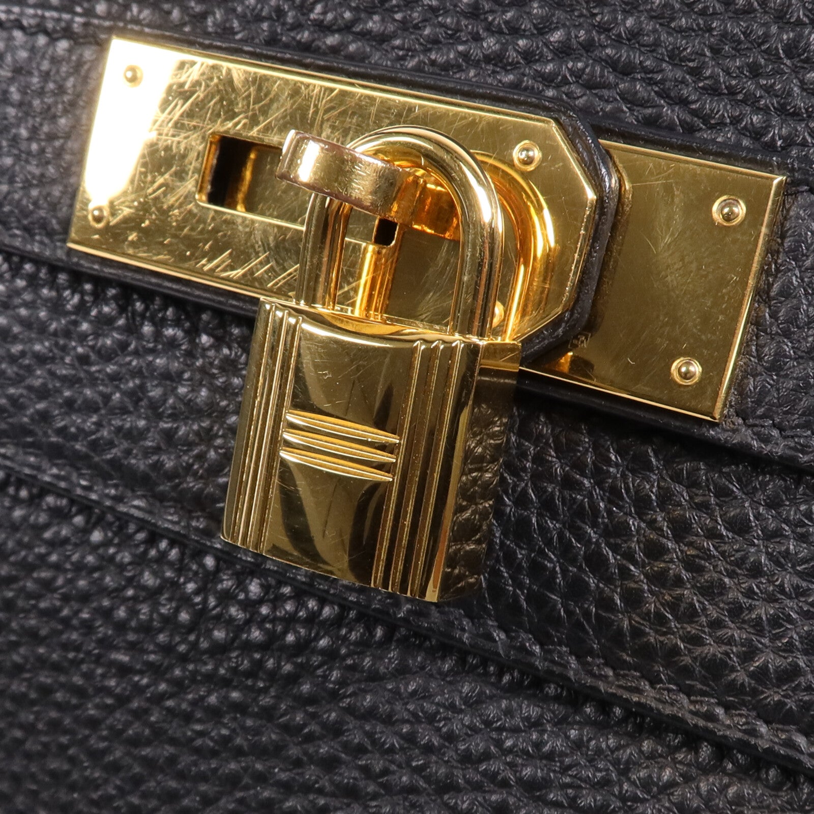 HERMES Togo皮革Kelly40金扣手挽肩背兩用袋Noir