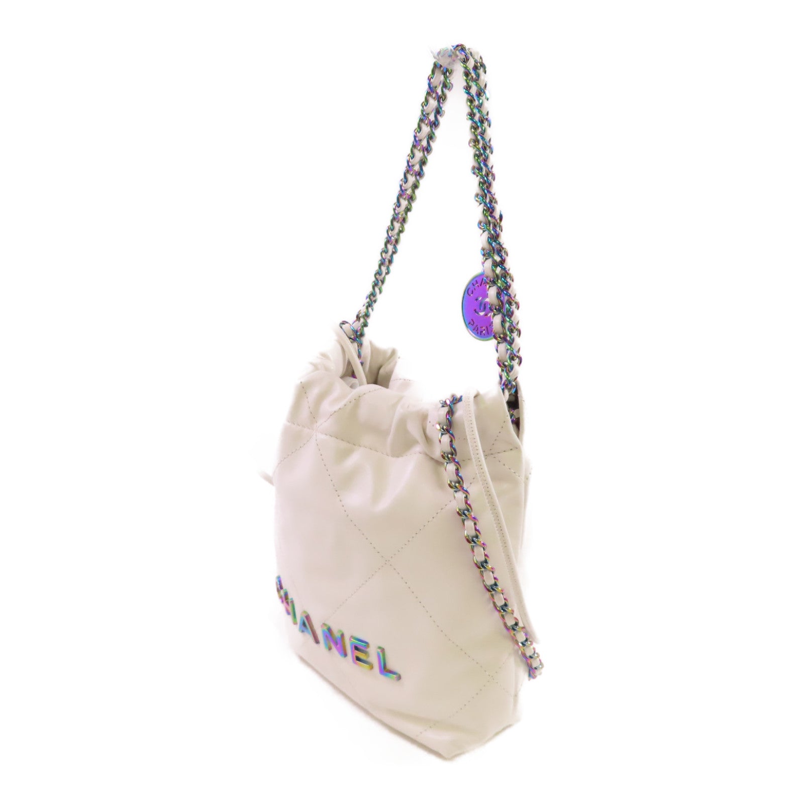 CHANEL 【激減優惠】菱格牛皮皮革Chanel 22 2Way Shoulder Bag鏈帶手挽肩背兩用袋白色