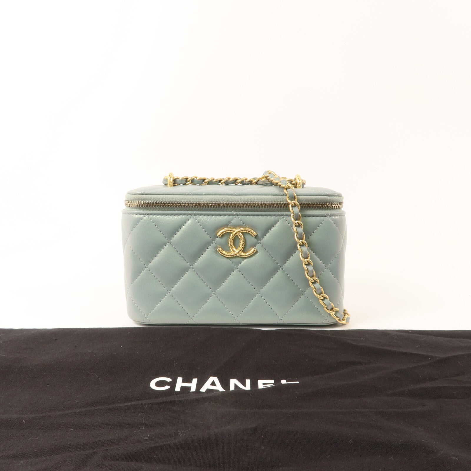 CHANEL 羊皮皮革25C Top Handle Vanity Case鏈帶肩背袋