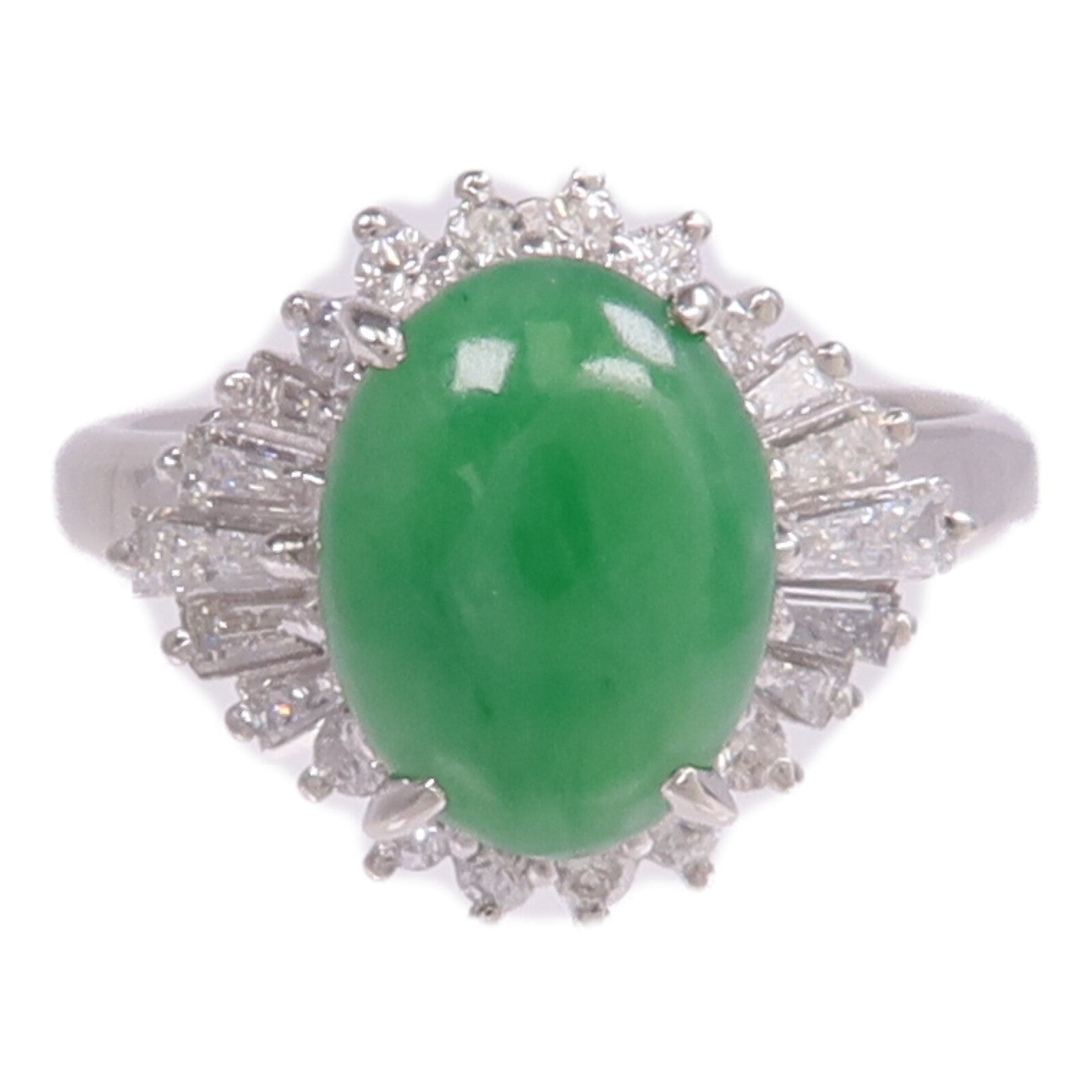 JEWELRY PT900鉑金Jade Diamond Ring翡翠/鑽石戒指US#6.75