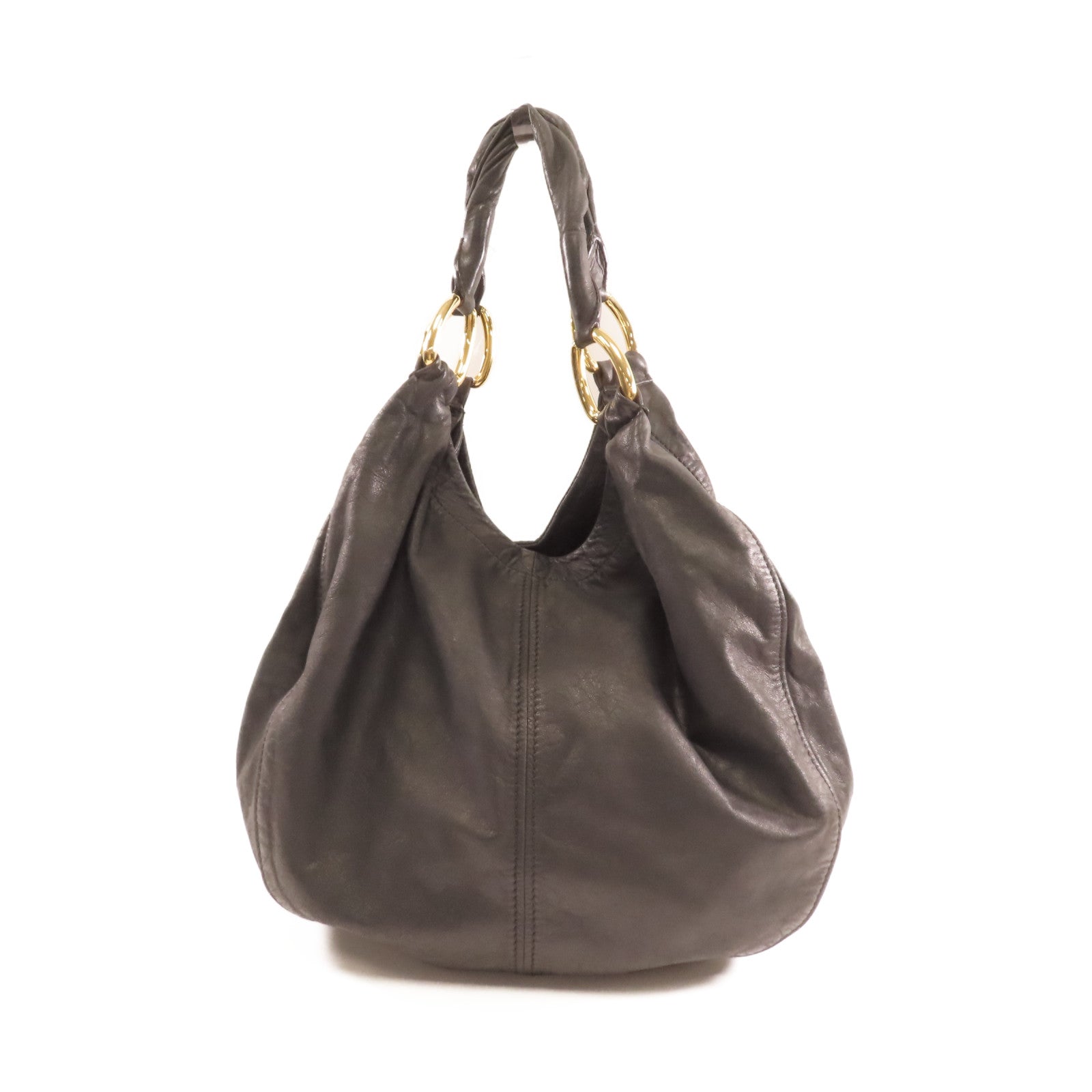 Miu Miu 羊皮皮革Hand Bag金扣手挽袋黑色