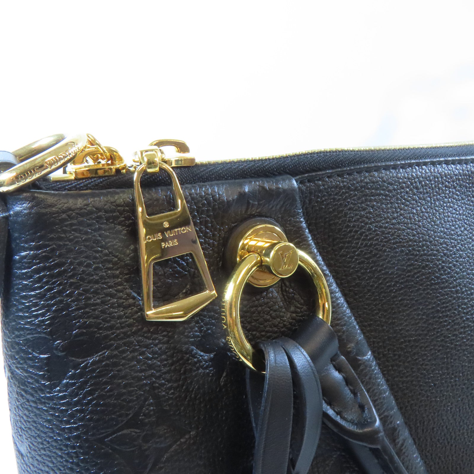 LOUIS VUITTON Monogram Empreinte V Tote MM金扣手挽肩背兩用袋黑色