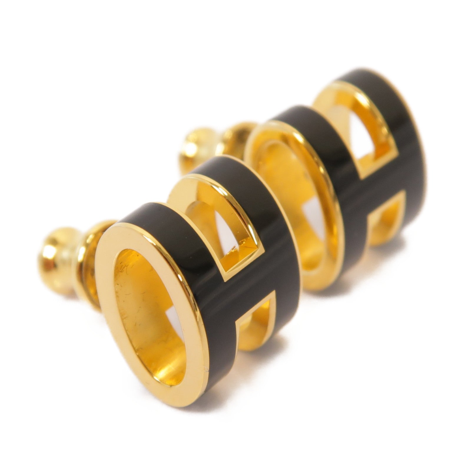 HERMES 金屬Pop H Earrings金扣耳環黑色
