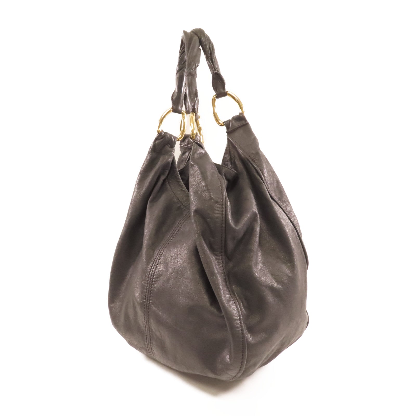 Miu Miu 羊皮皮革Hand Bag金扣手挽袋黑色