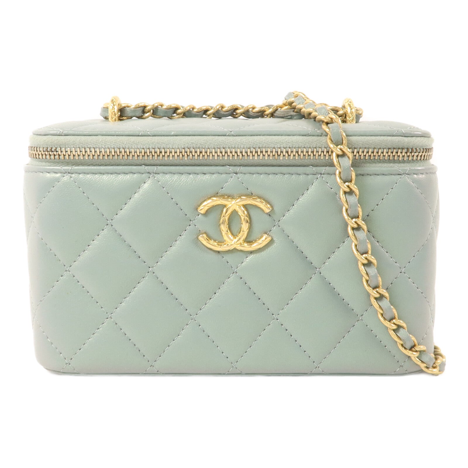 CHANEL 羊皮皮革25C Top Handle Vanity Case鏈帶肩背袋