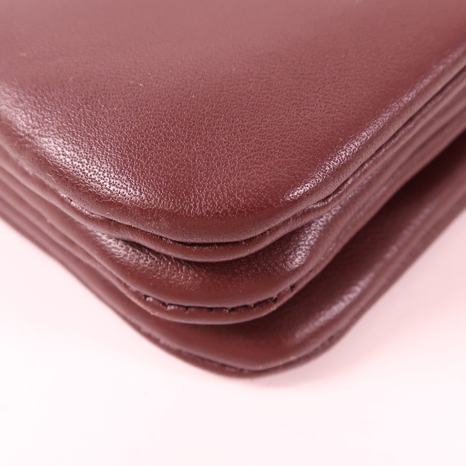 CELINE GHW Trio Shoulder Bag Lambskin Leather Red
