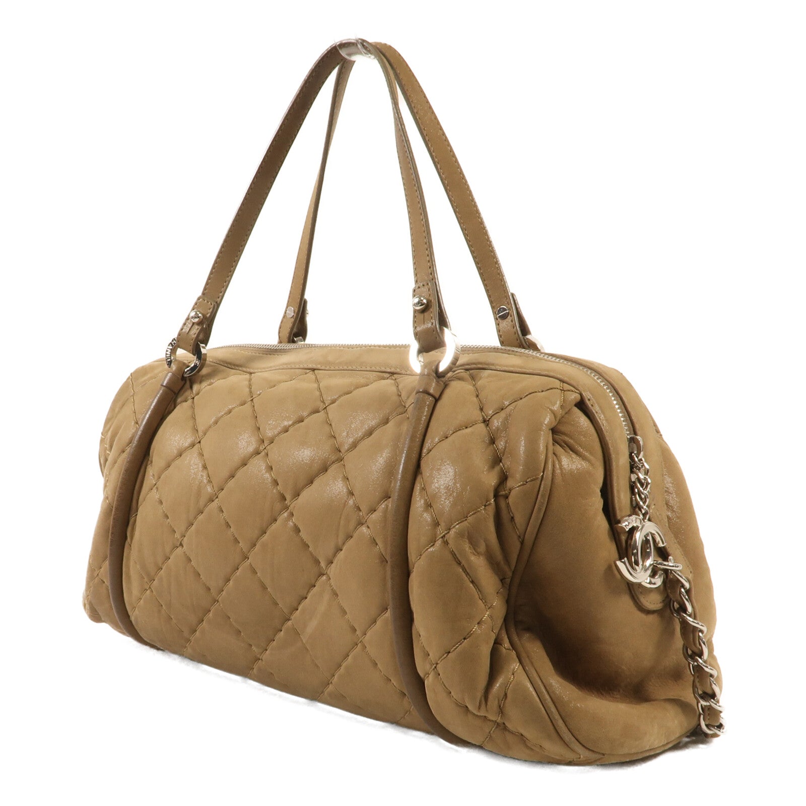 CHANEL 牛皮皮革Chain Shoulder銀扣鏈帶手挽肩背兩用袋