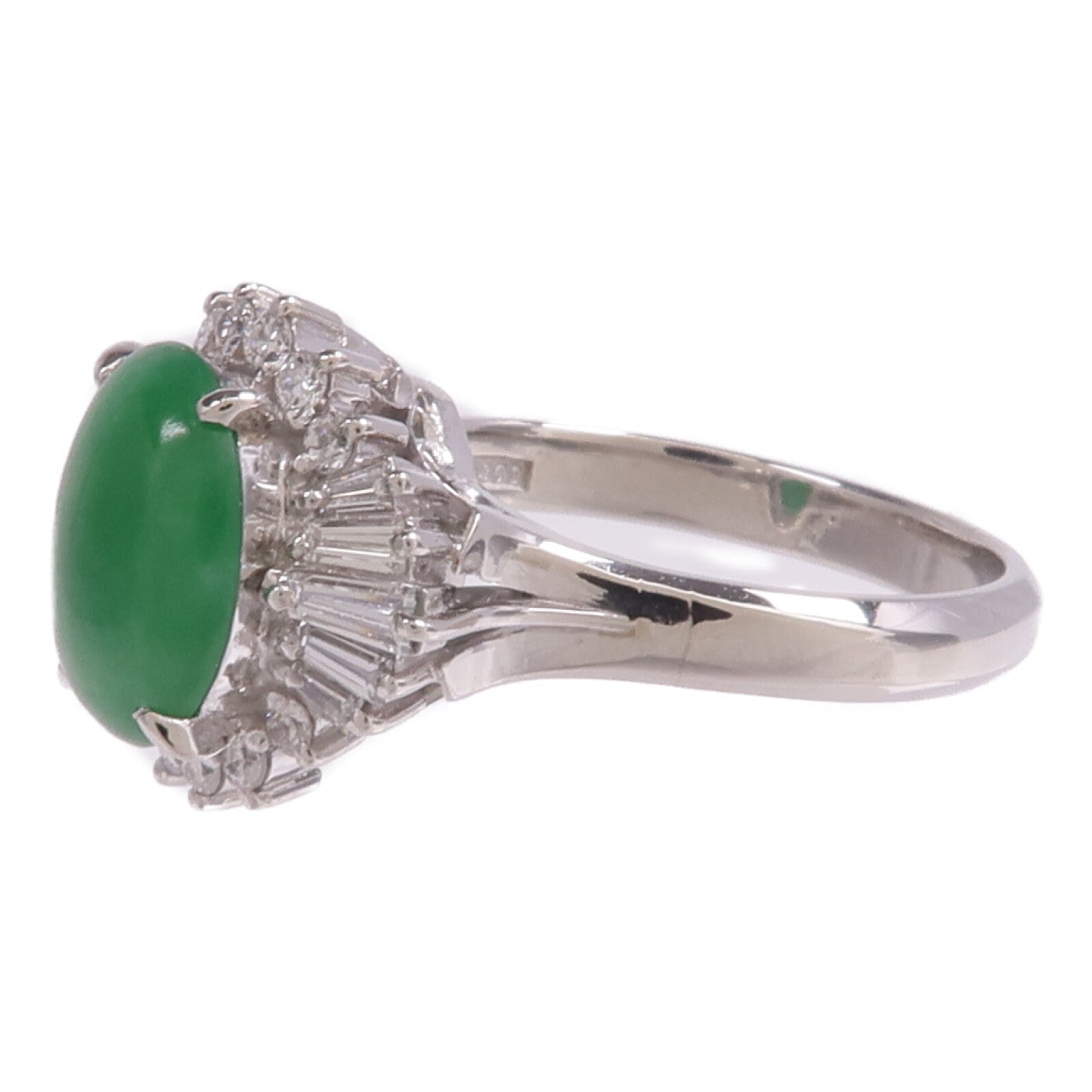 JEWELRY PT900鉑金Jade Diamond Ring翡翠/鑽石戒指US#6.75
