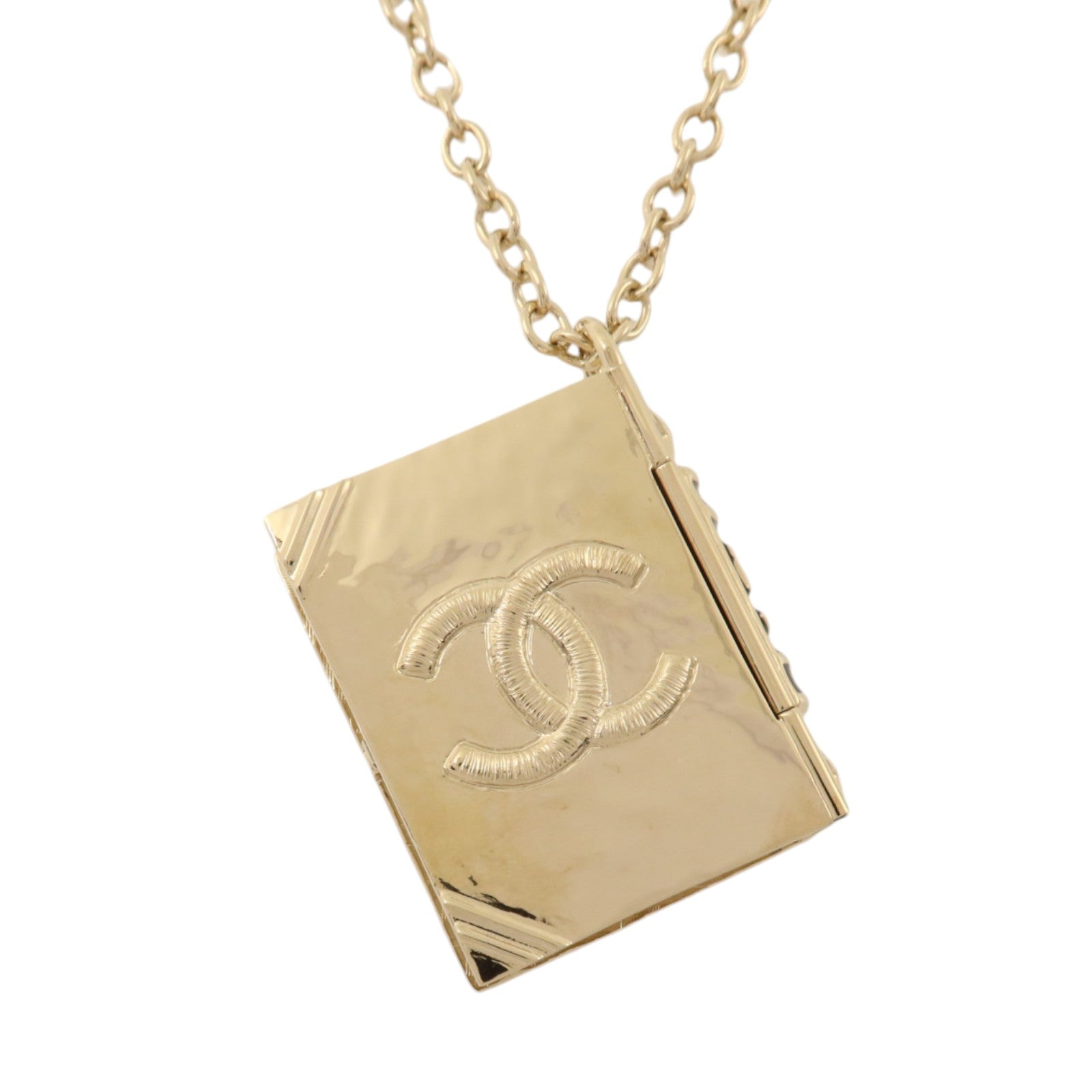 CHANEL 金屬Lion Book Locket Pendant Necklace金扣項鏈