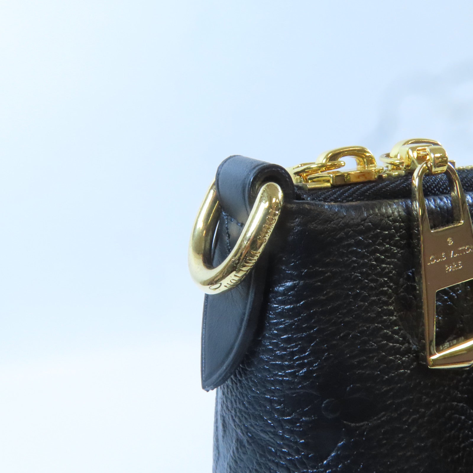 LOUIS VUITTON Monogram Empreinte V Tote MM金扣手挽肩背兩用袋黑色