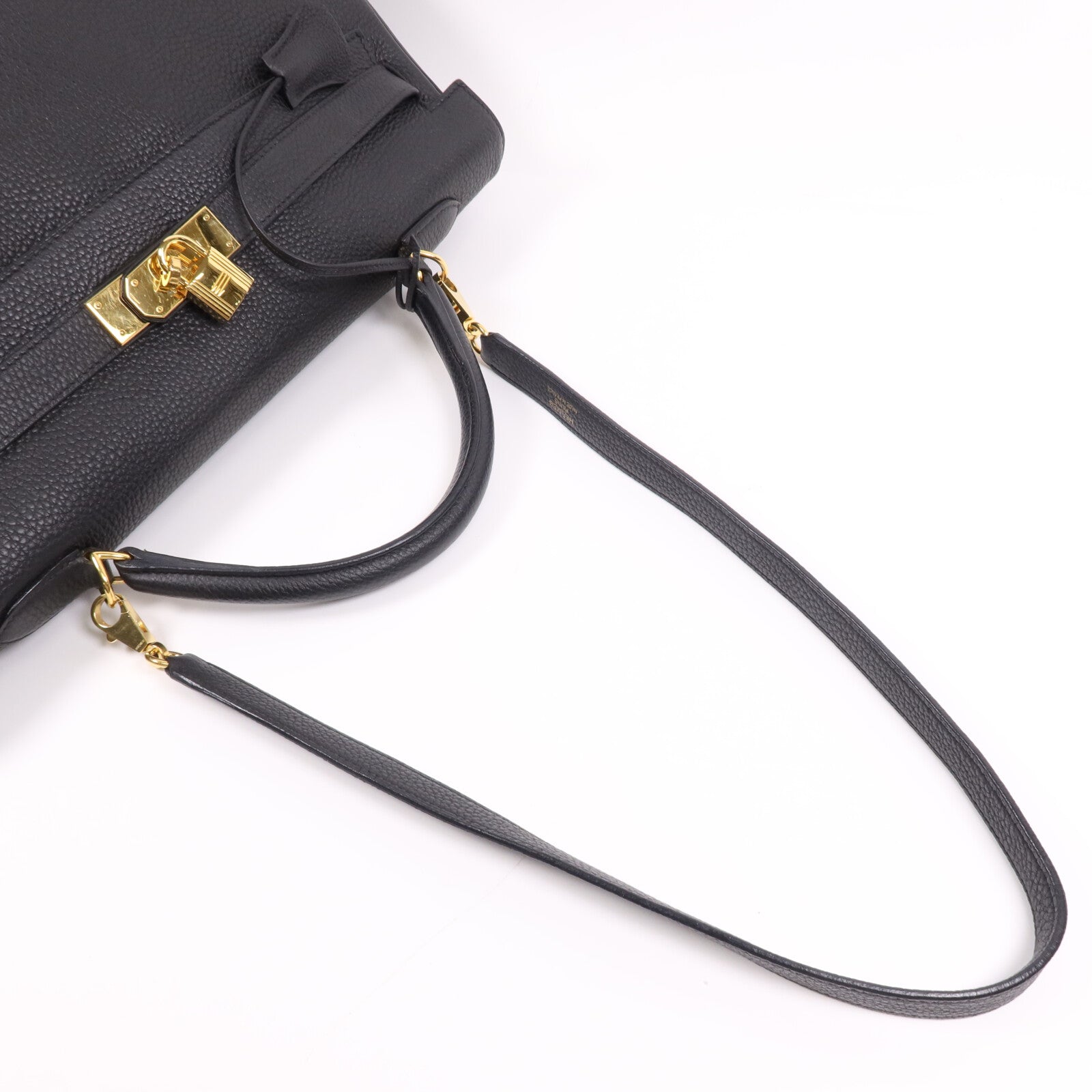 HERMES Togo皮革Kelly40金扣手挽肩背兩用袋Noir